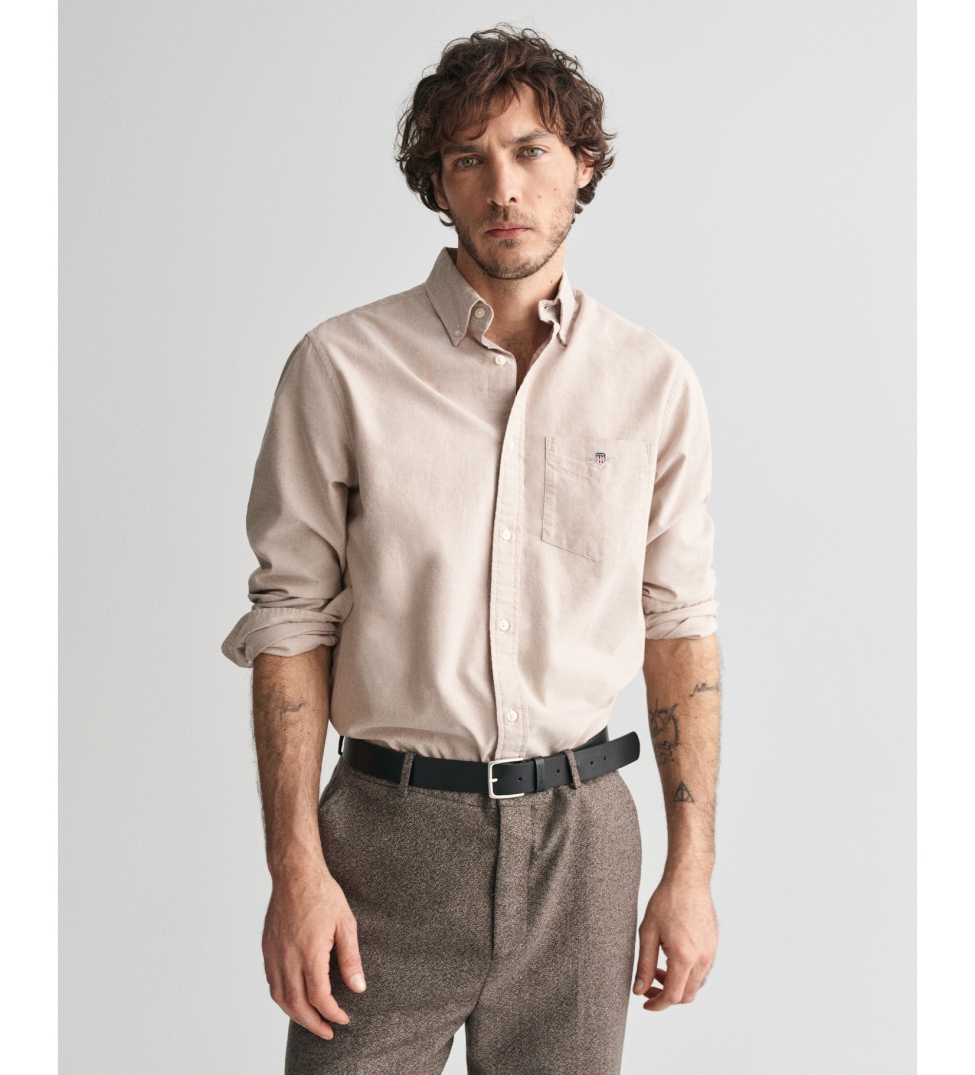 Gant für Herren. 3000200 Oxford-Hemd Regular Fit beige (M), Lässig, Baumwolle, Langarm