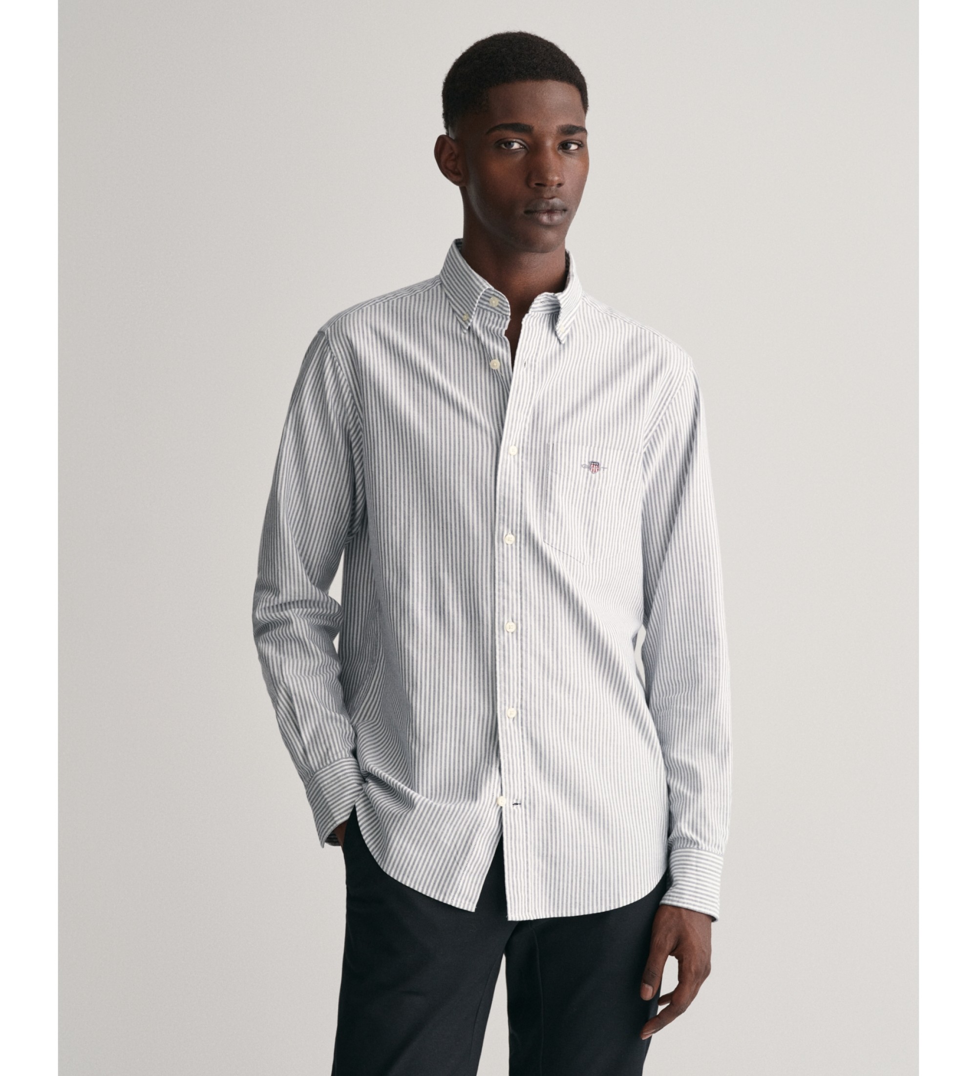 Gant für Herren. 3000230 Regular Fit Oxford Hemd in blau fein gestreift (L), Lässig, Baumwolle, Klassisch, Langarm