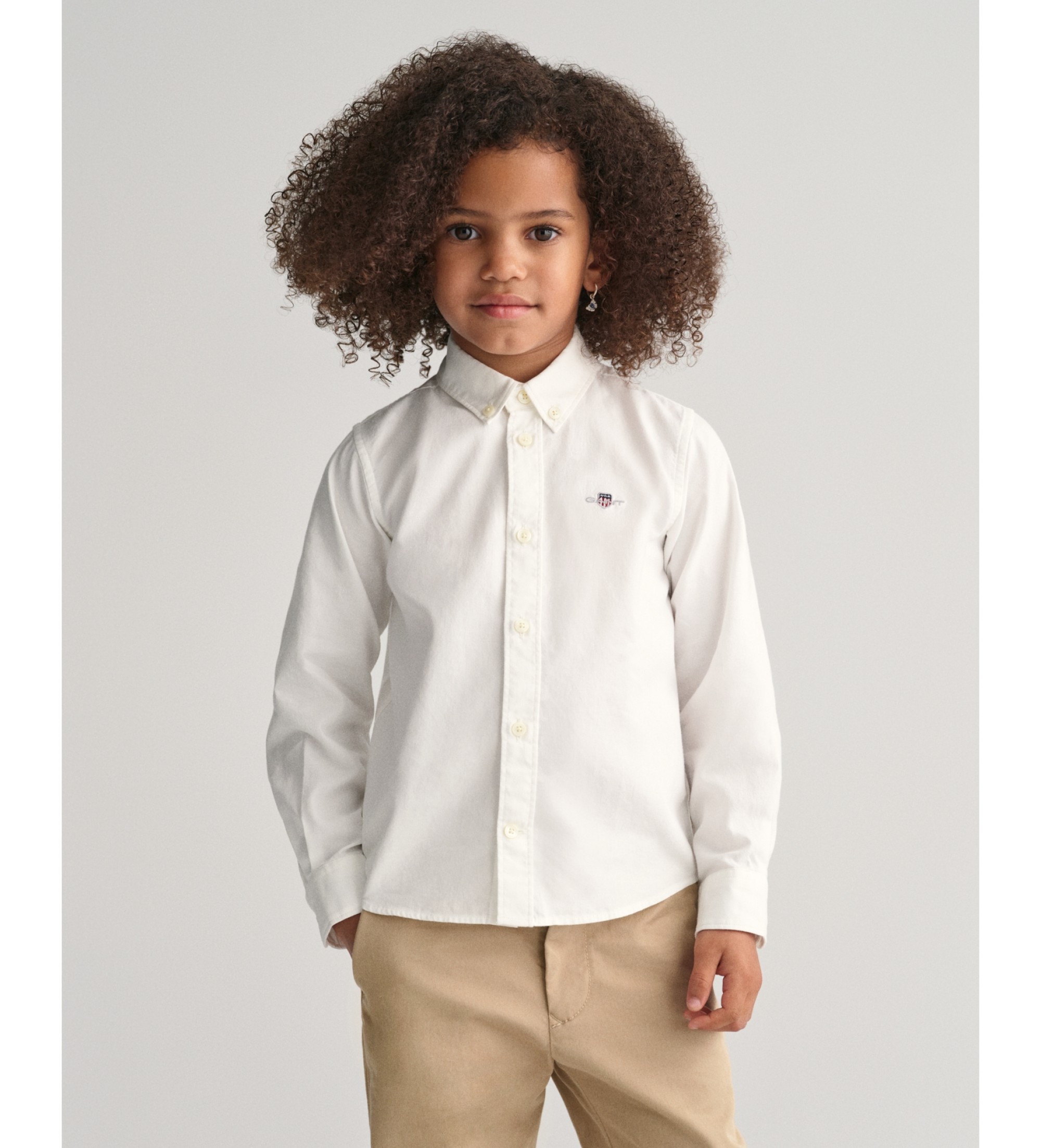 Gant Unisex für Kinder. 830423 Oxford Shield Kinder Shirt weiß (2años= 92cm), Lässig, Baumwolle, Klassisch, Langarm, Bio-Baumwolle, Nachhalt