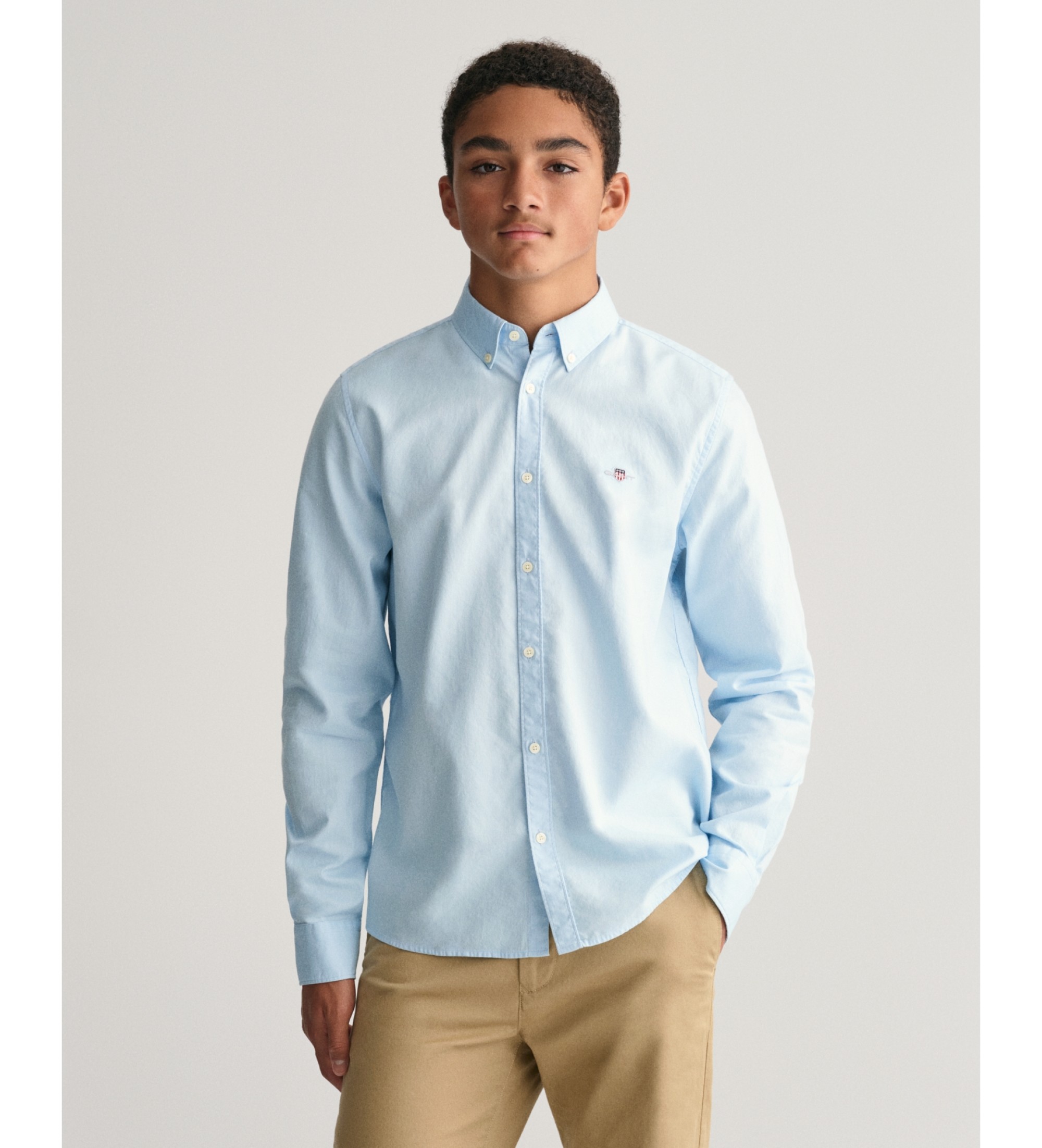 Gant Unisex für Kinder. 930470 Oxford Shield Teens Shirt blau (13/14años= 158/164cm), Lässig, Baumwolle, Klassisch, Langarm, Kinderbekleidun