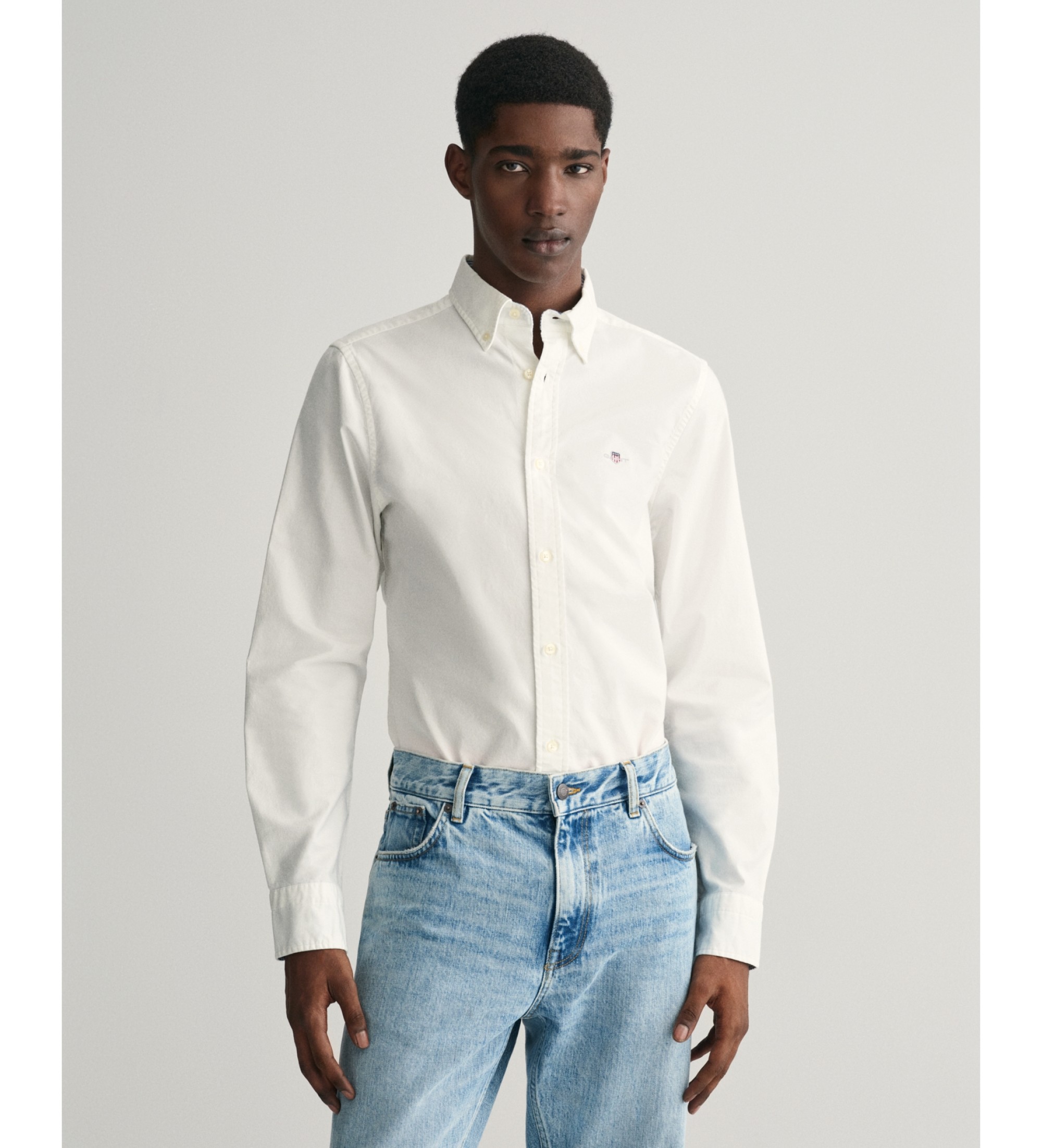 Gant für Herren. 3230115 Oxford Slim Fit Stretch Hemd weiß (M), Lässig, Baumwolle, Klassisch, Langarm