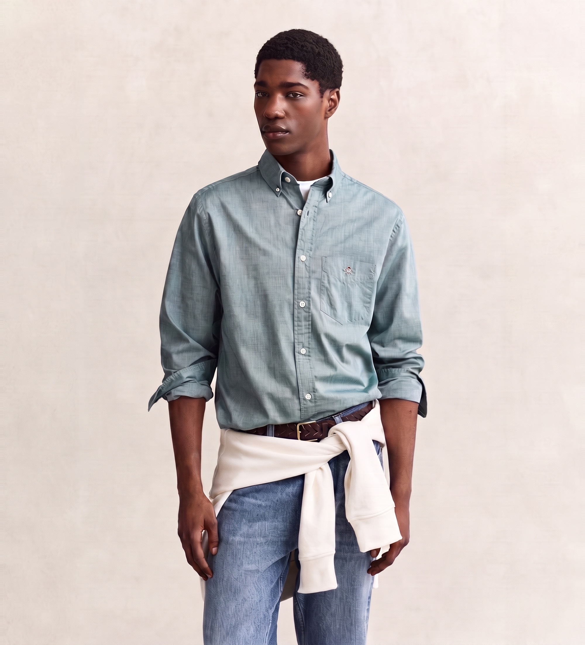 Gantvoor mannen. 3000100 Groen regular fit poplin overhemd (L), Casual, Katoen, Klassiek, Lange mouwen