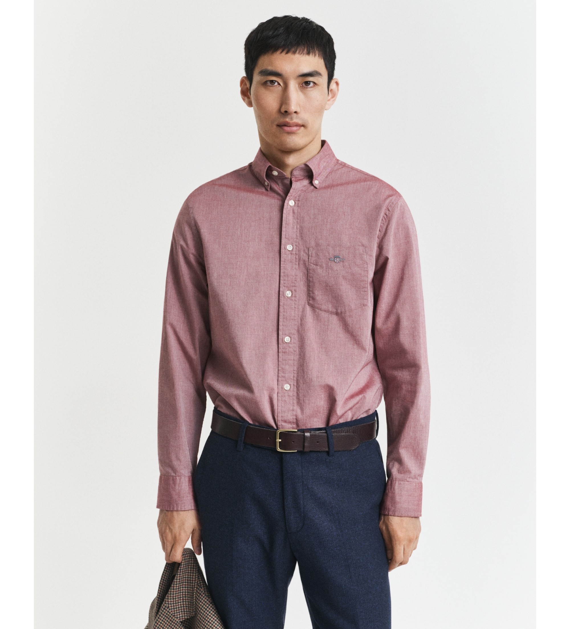 Gant für Herren. 3000100 Klassisches Hemd in Regular Fit aus rotem Popeline (XL), Lässig, Baumwolle, Langarm