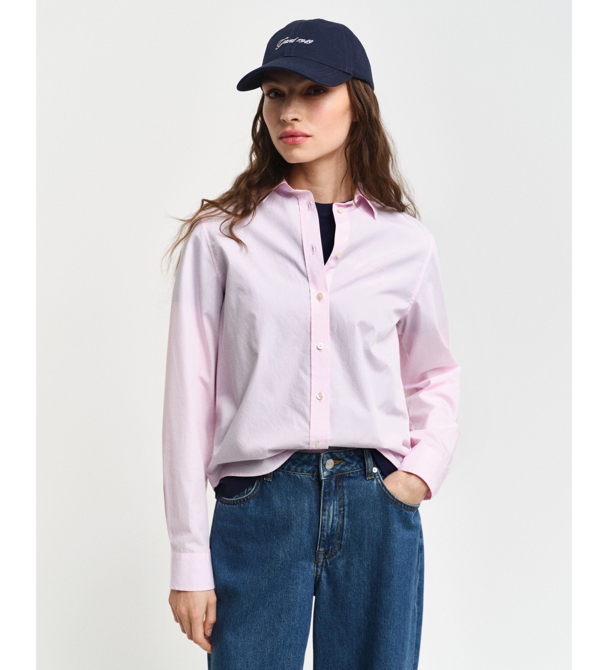 Gant für Damen. 4300348 Rosa Popeline-Hemd mit normaler Passform (44), Lässig, Baumwolle, Langarm