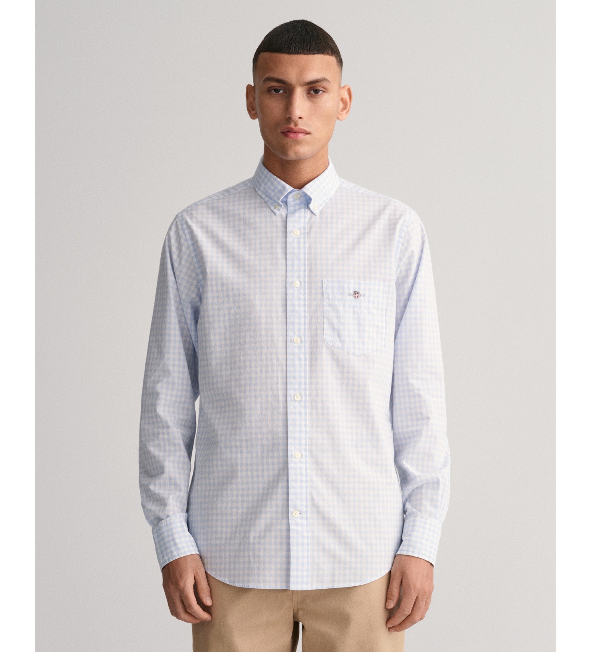 Gant für Herren. 3000120 Kariertes Popeline-Hemd Vichy Regular Fit (L), Lässig, Baumwolle, Langarm