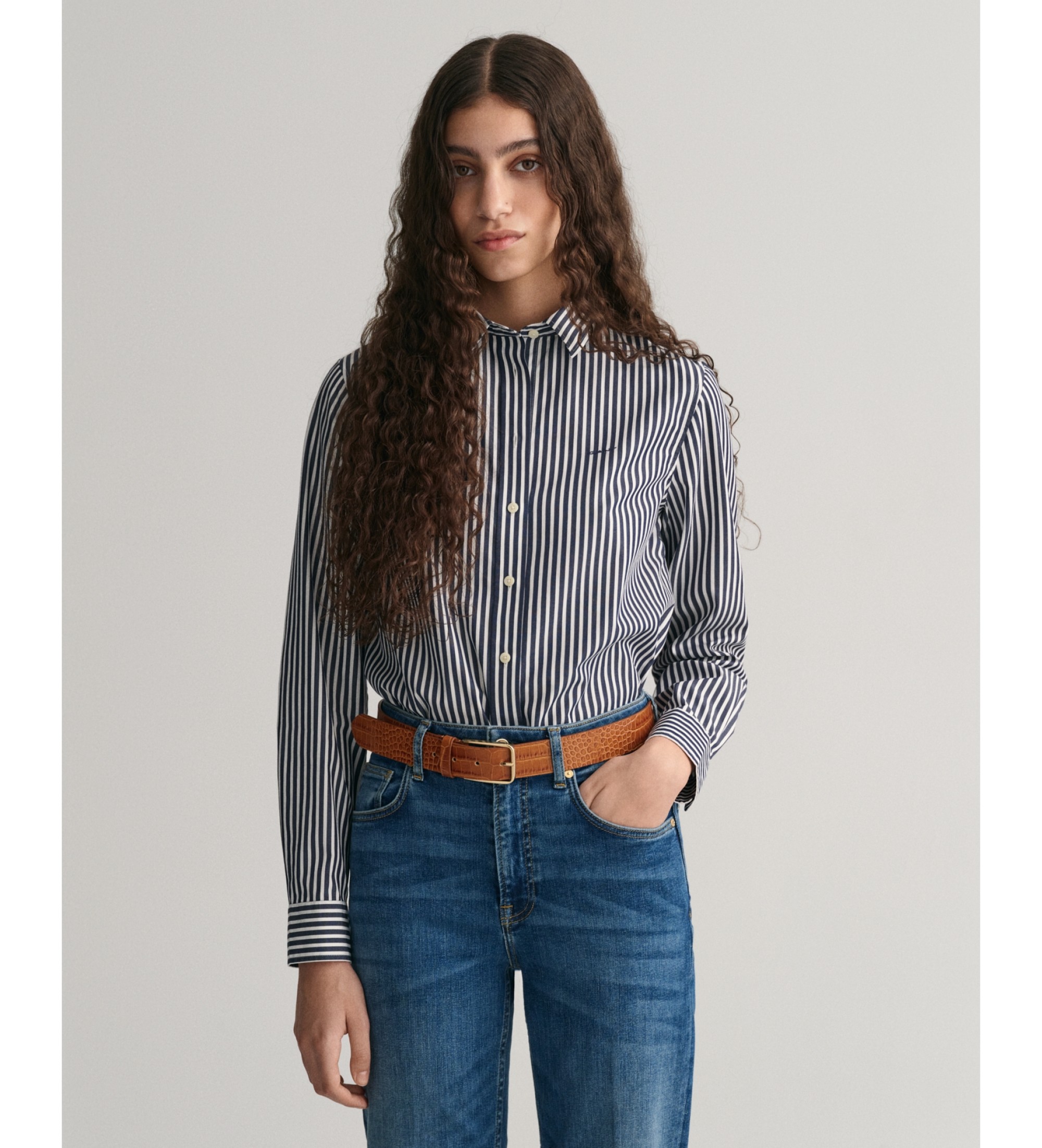 Gant für Damen. 4300214 Gestreiftes Popeline-Hemd Regular Fit (40), Lässig, Baumwolle, Langarm