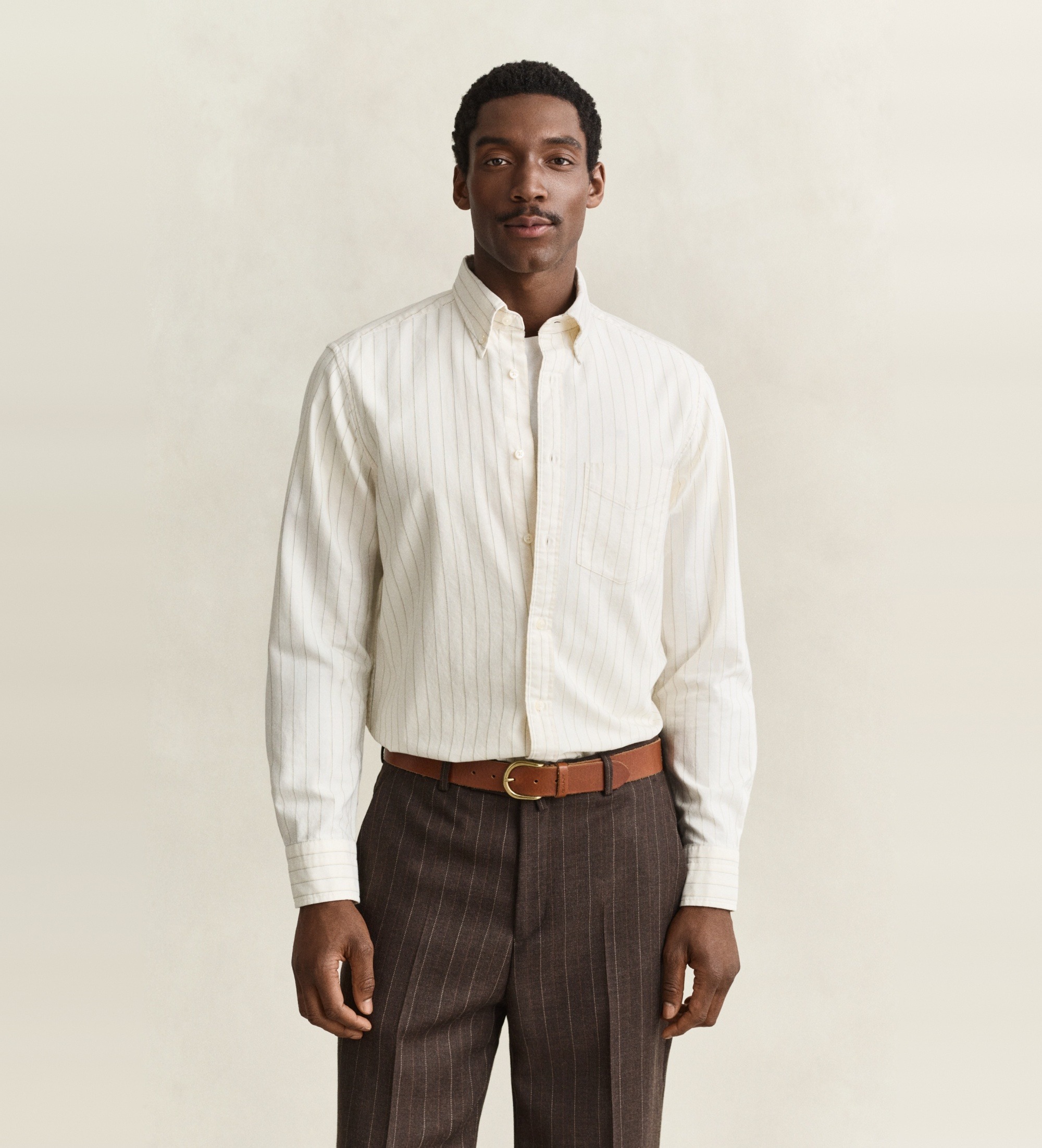 Gant für Herren. 3263005 Reg Archive Oxford Stripe Shirt Hemd creme (M), Beige, Klassisch, Langarm, Bio-Baumwolle