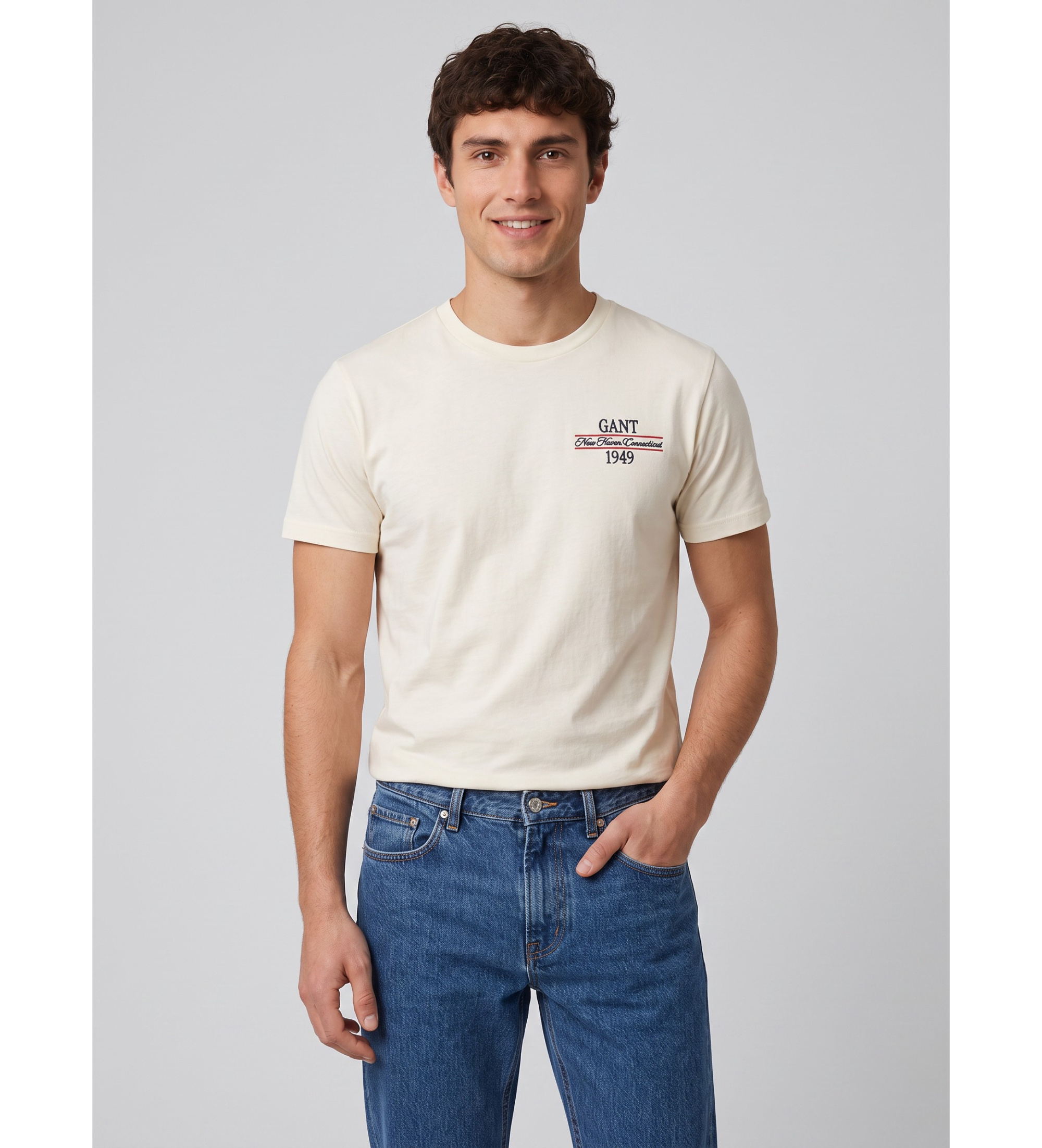Gant für Herren. 2003459 Grafik-T-Shirt cremeweiß (L), Lässig, Baumwolle, Kurzarm