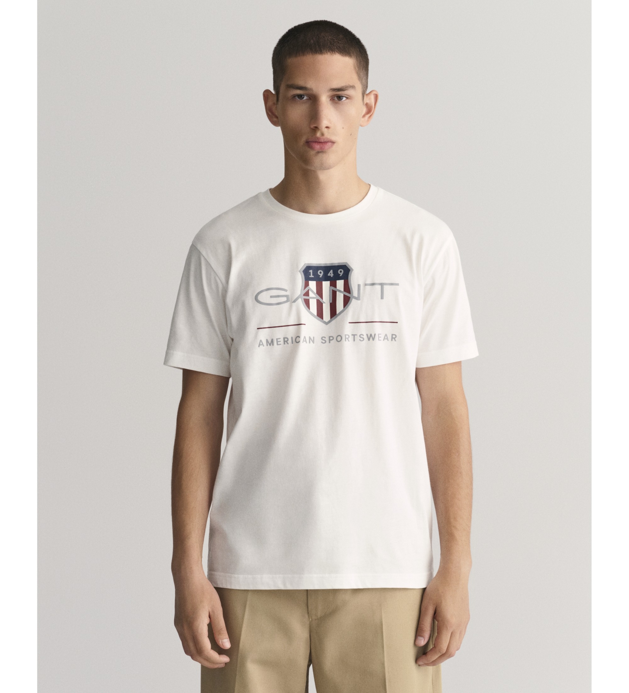 Gant für Herren. 2003199 Archiv Schild-T-Shirt weiß (L), Lässig, Baumwolle, Kurzarm, Nachhaltig