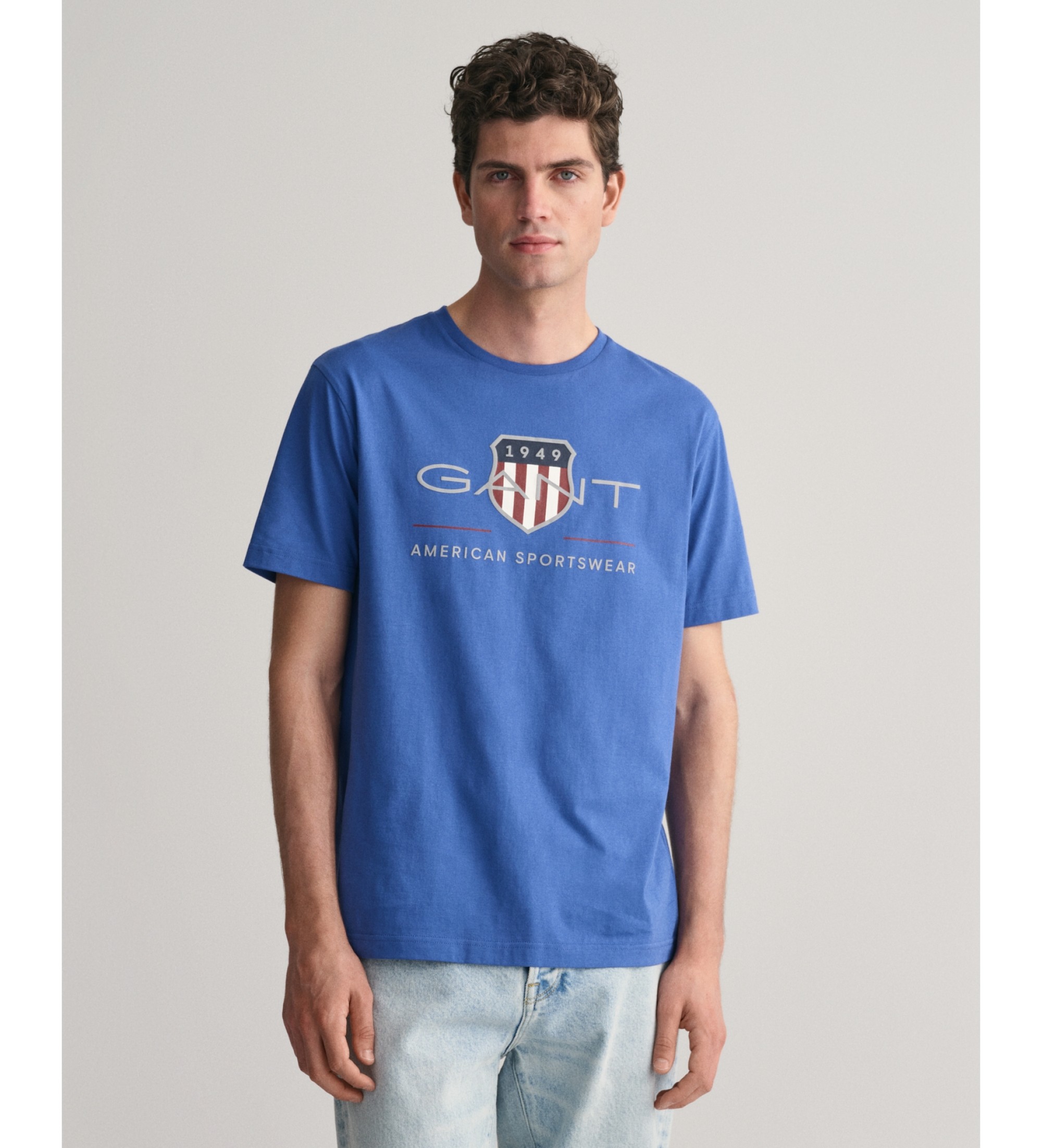 Gant für Herren. 2003199 Archiv Schild T-shirt blau (M), Lässig, Baumwolle, Kurzarm