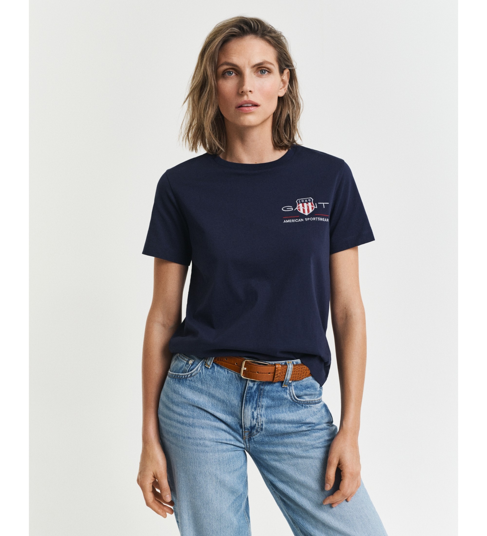 Gant für Damen. 4200277 Archiv Shield T-shirt navy (S), Lässig, Baumwolle, Kurzarm, Marine