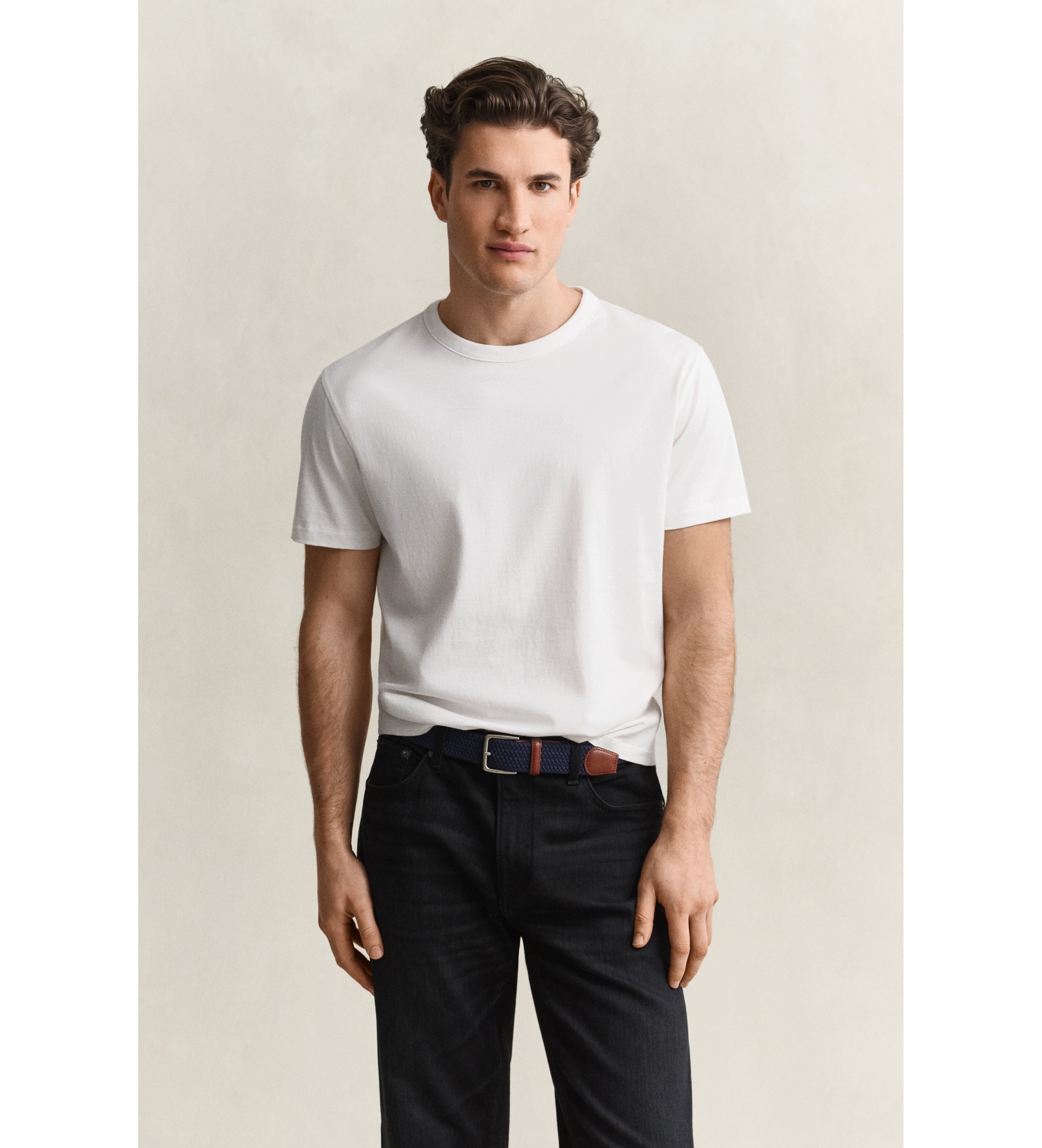 Gant für Herren. 2003436 T-Shirt aus Pima-Baumwolle Gebrochenes Weiß (S), Lässig, Kurzarm