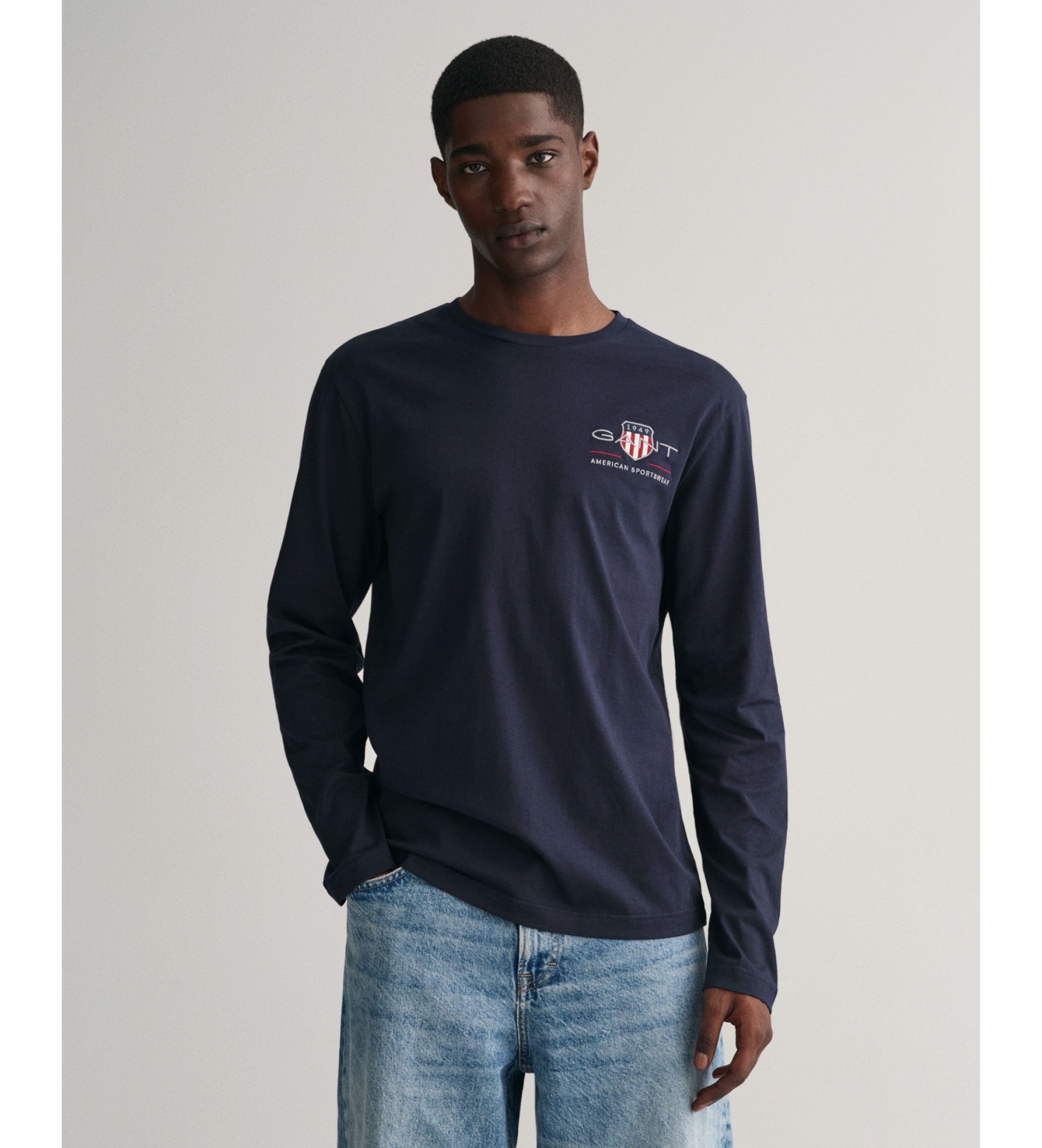 Gant für Herren. 2004058 Medium Archiv Shield Langarm-T-Shirt navy (3XL), Lässig, Baumwolle, Marine