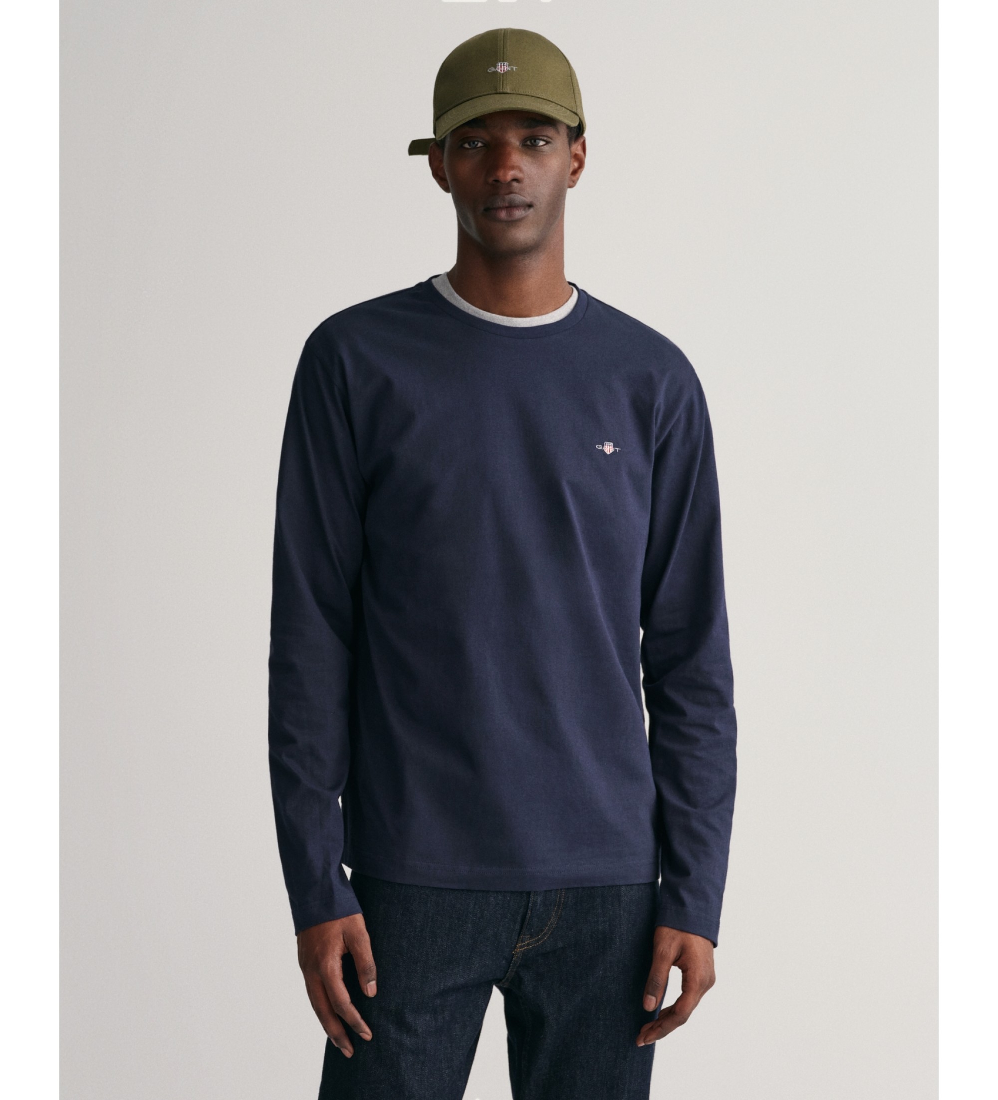 Gant für Herren. 2004049 Shield Langarm-T-Shirt navy (4XL), Lässig, Baumwolle, Marine