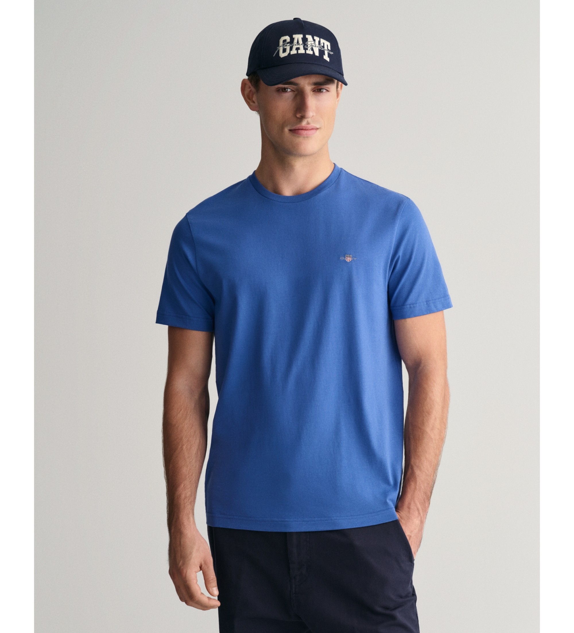 Gant für Herren. 2003184 Schild T-shirt blau (L), Lässig, Baumwolle, Kurzarm
