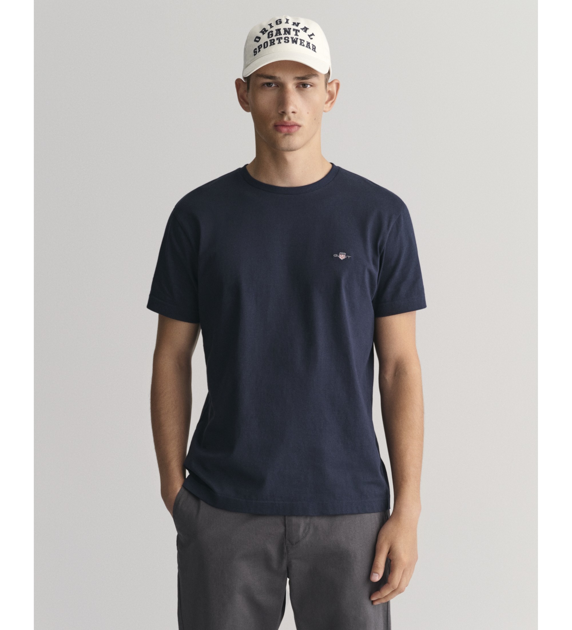 Gant für Herren. 2003185 Slim Fit Schild-T-Shirt navy (S), Lässig, Baumwolle, Kurzarm, Marine