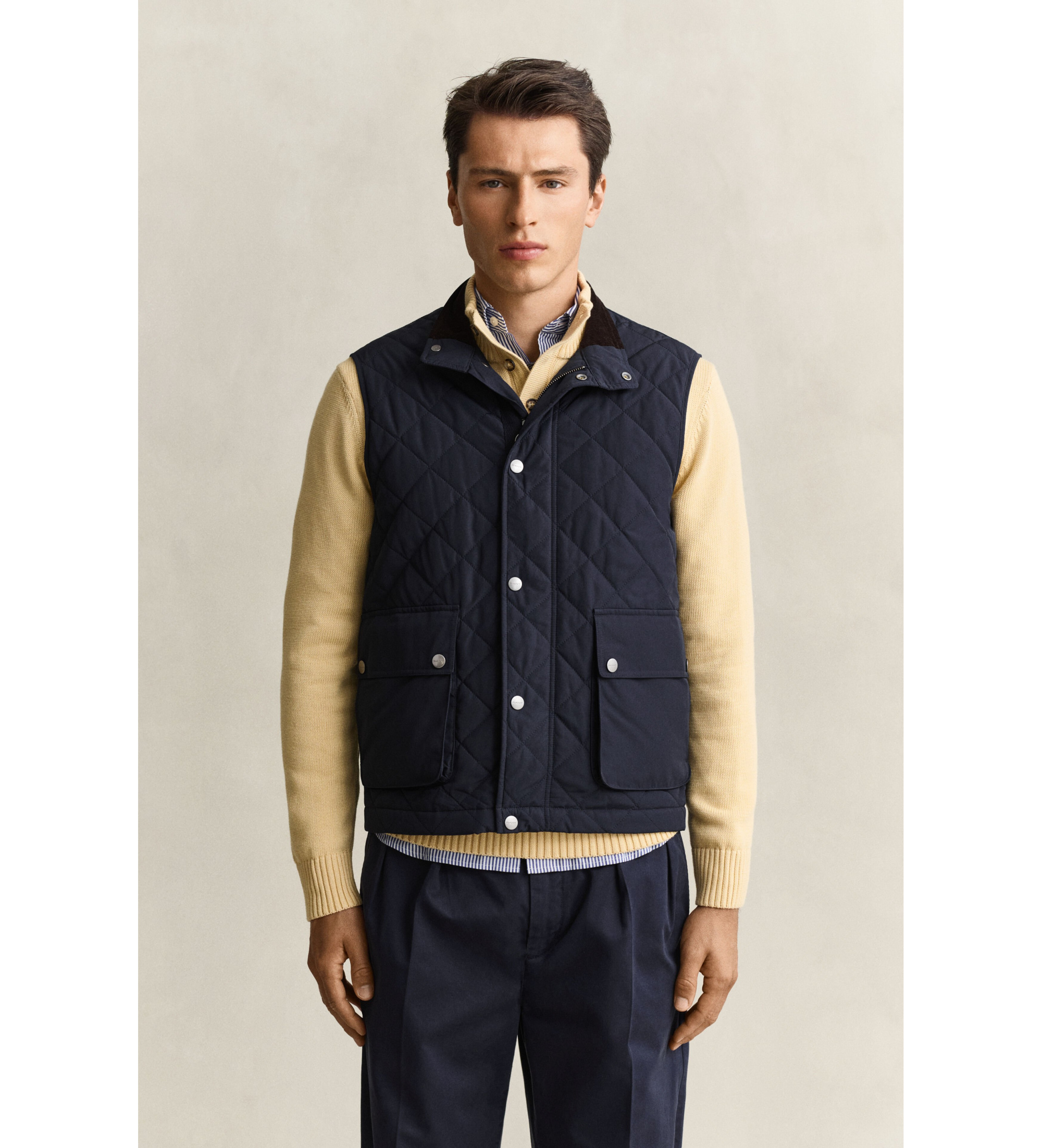 Gant für Herren. 7006640 Marineblaue Steppweste (L), Lässig, Polyester