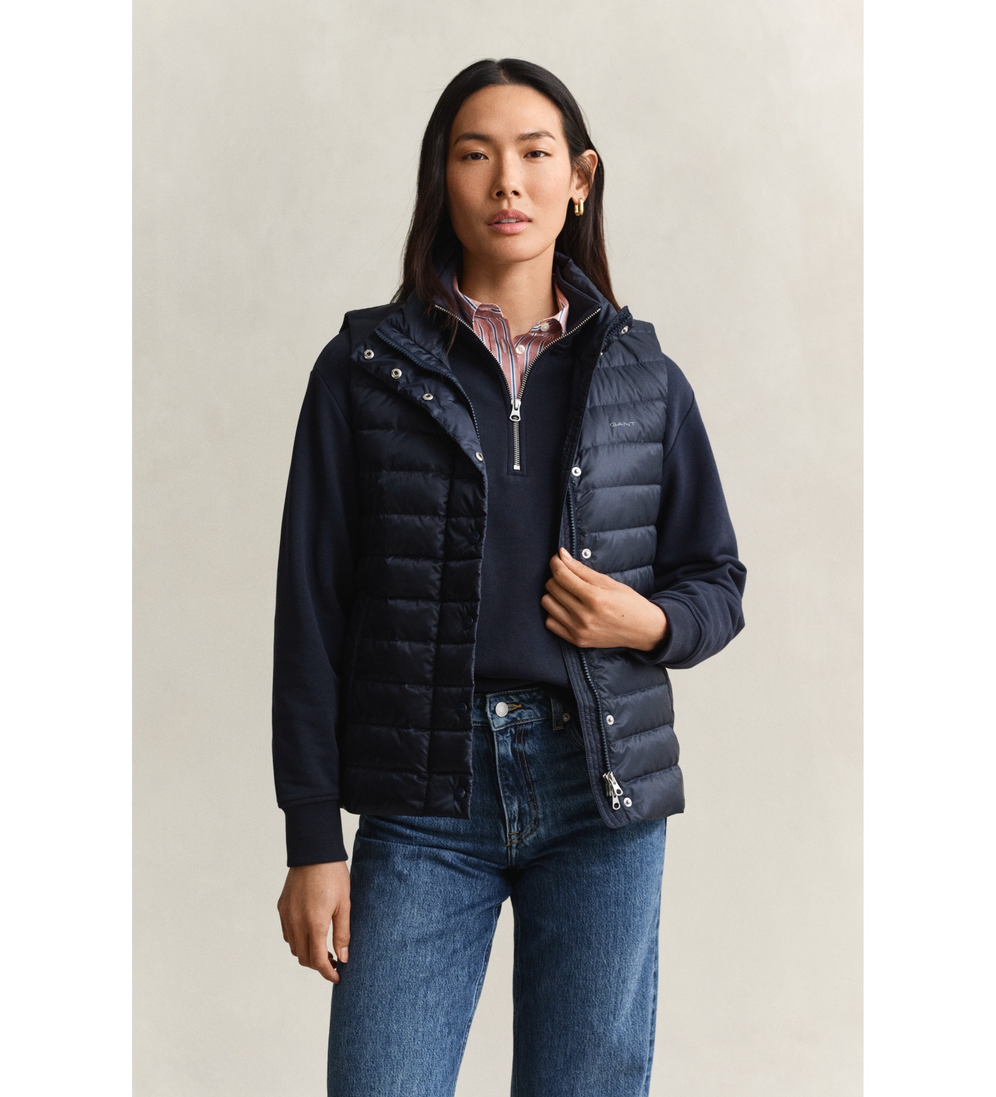 Gant für Damen. 4700480 Marineblaue Daunenweste (S), Lässig, Recyceltes Polyester