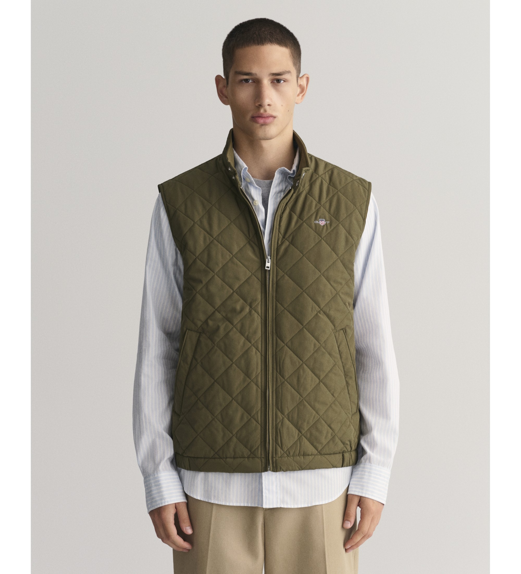 Gant für Herren. 7006341 Gesteppte Windjacke Weste grün (M), Lässig, Klassisch, Polyester, Ärmellos / Hosenträger