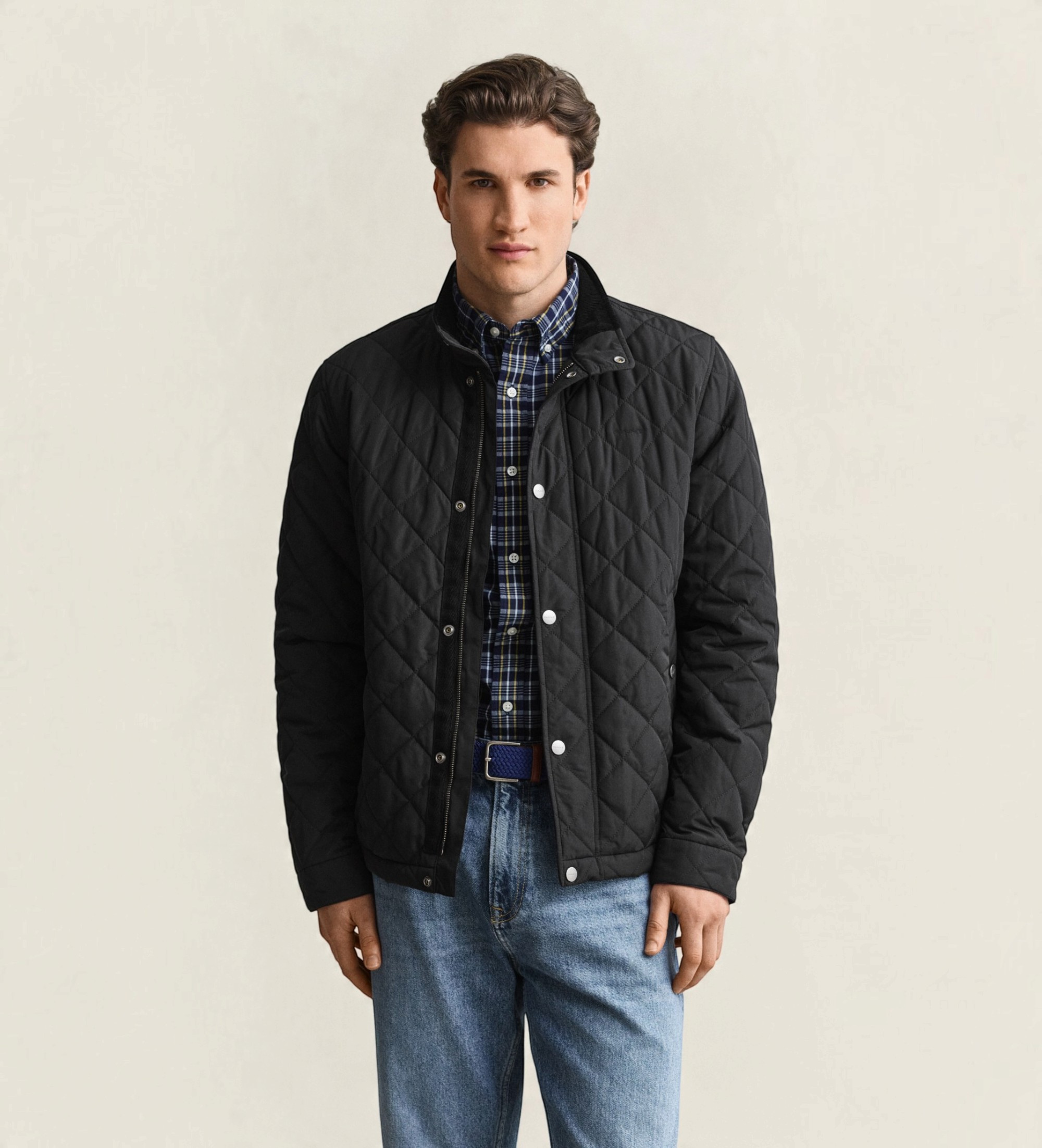 Gantvoor mannen. 7006638 Zwarte gewatteerde jas (M), Casual, Gerecycled polyester