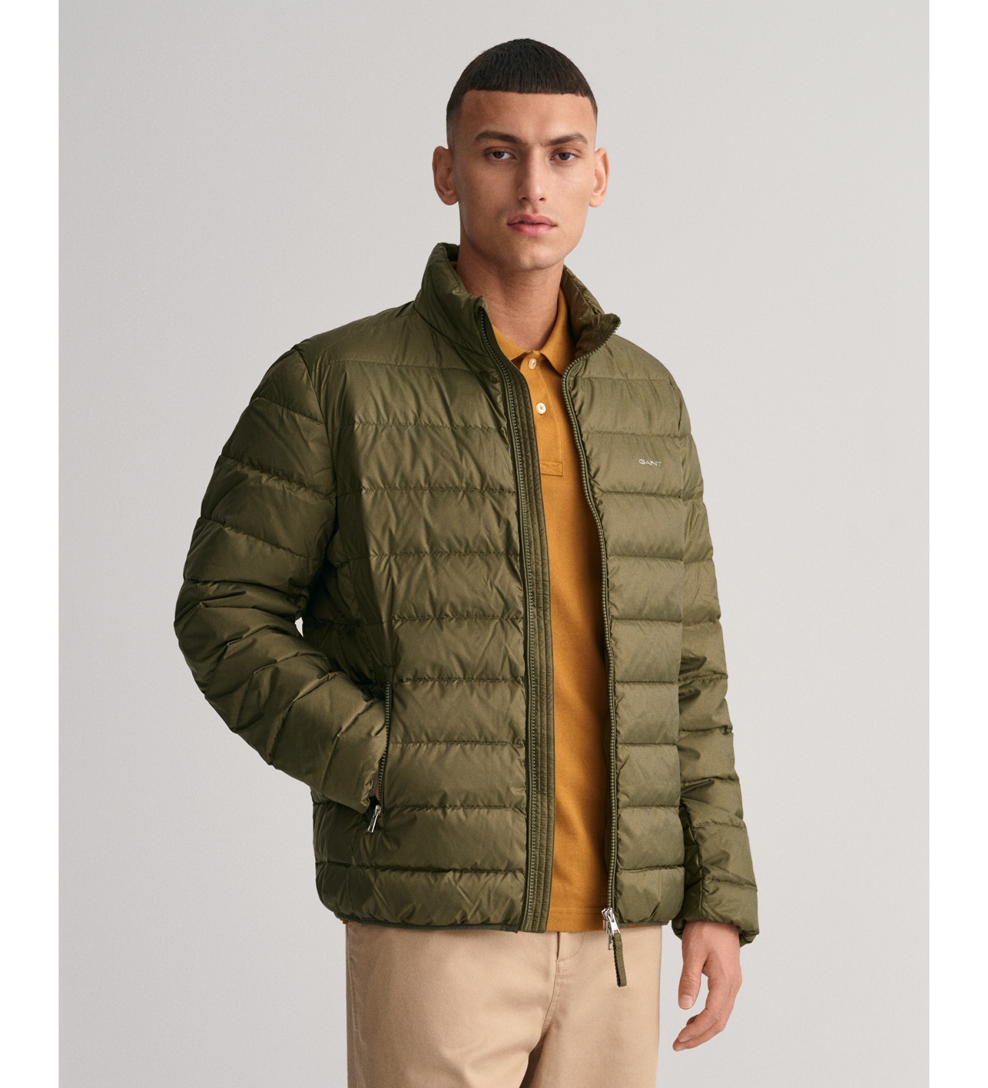Gant für Herren. 7006298 Leichte Daunenjacke grün (S), Lässig, Langarm, Recyceltes Polyester, Nachhaltig