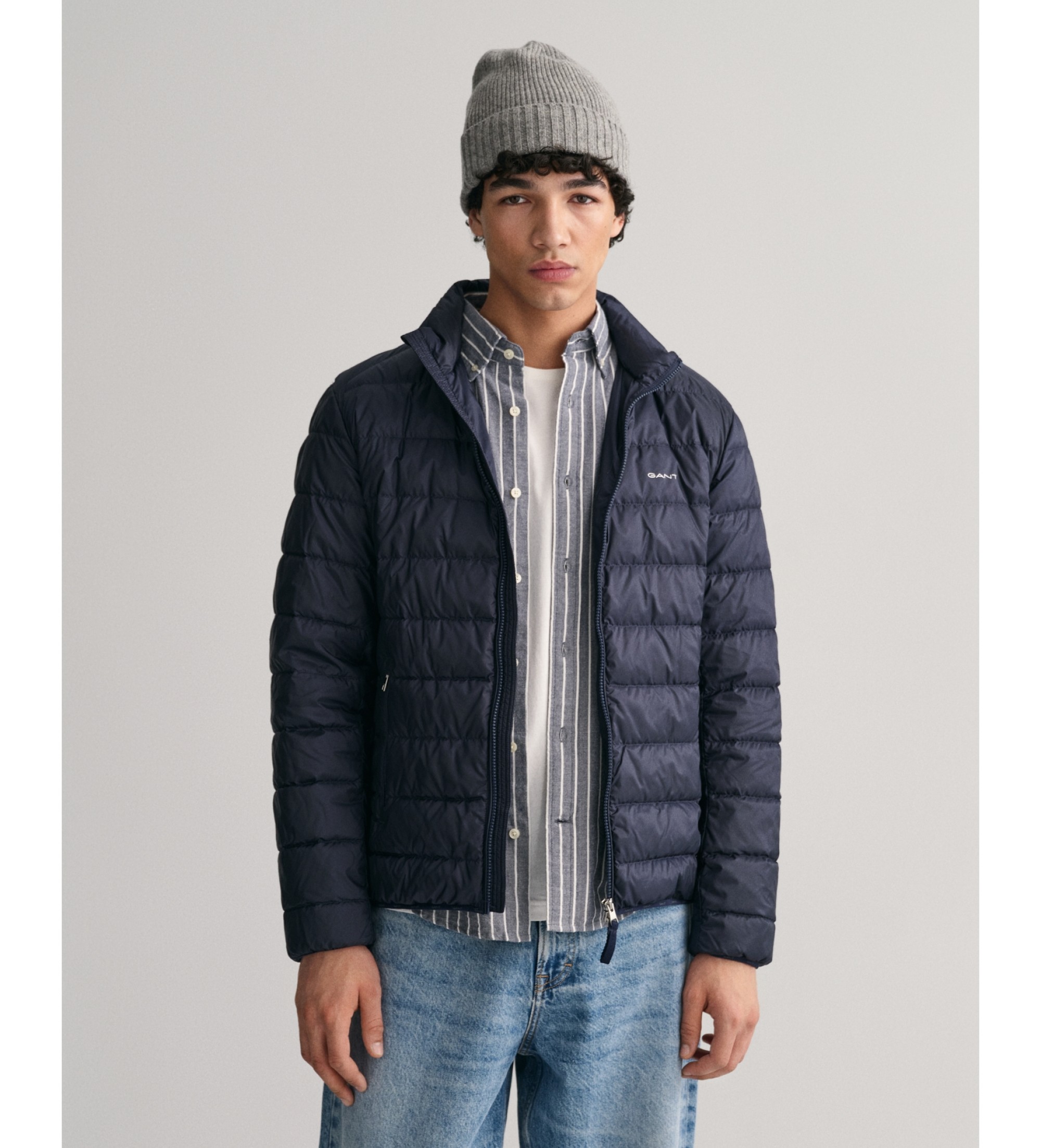 Gant für Herren. 7006298 Leichte Daunenjacke navy (M), Lässig, Langarm, Recyceltes Polyester, Nachhaltig, Marine