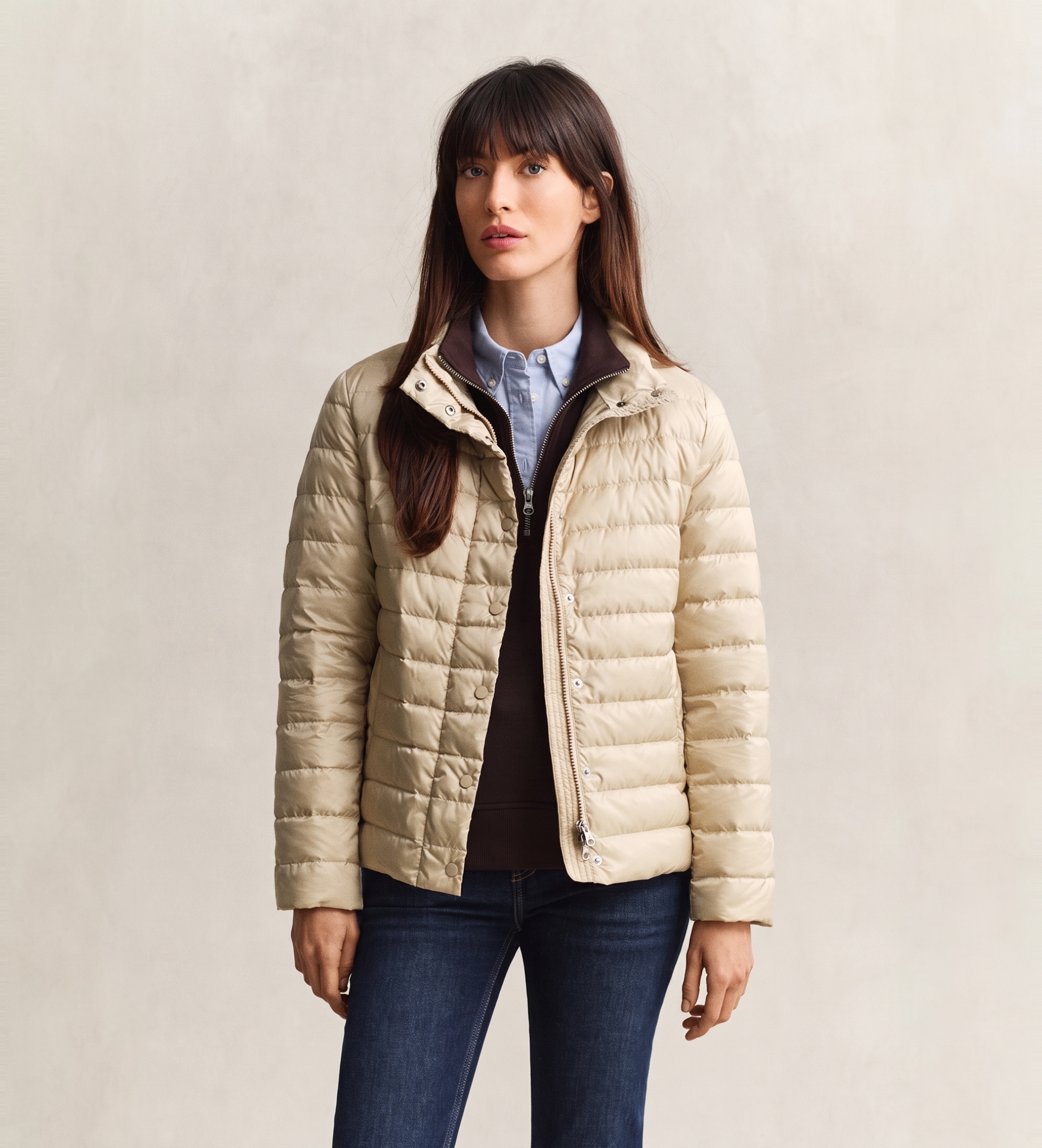 Gantvoor vrouwen. 4700481 Lichte donsjas beige (XXL), Casual, Gerecycled polyester