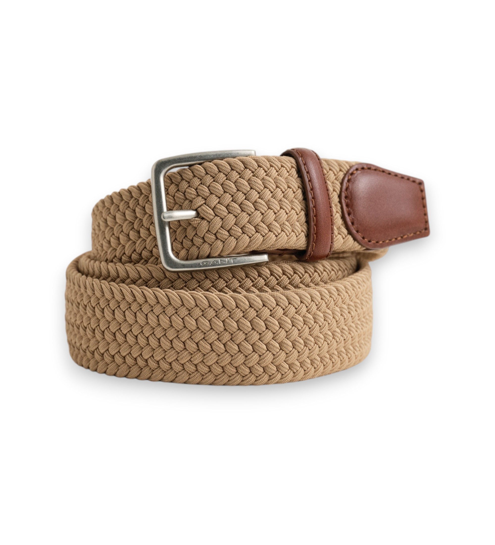 Gant für Herren. 9940193 Geflochtener elastischer Gürtel in Hellbraun (85/34), Beige, Lässig, Klassisch, Polyester
