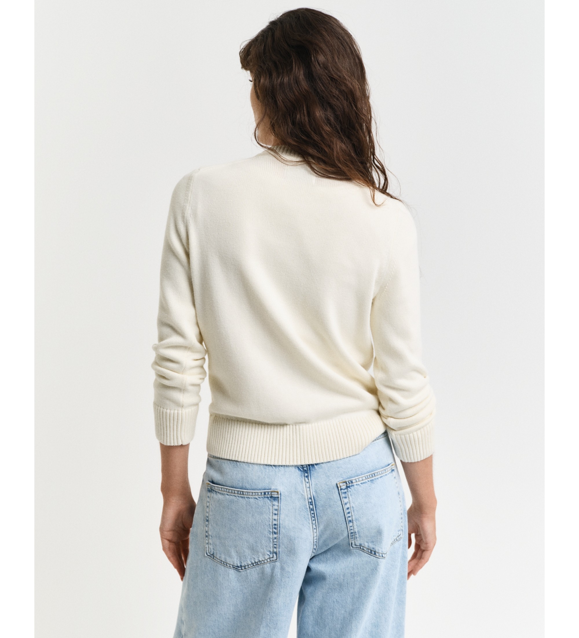 Gant für Damen. 4800200 Klassischer beiger Pullover (XL), Lässig, Baumwolle