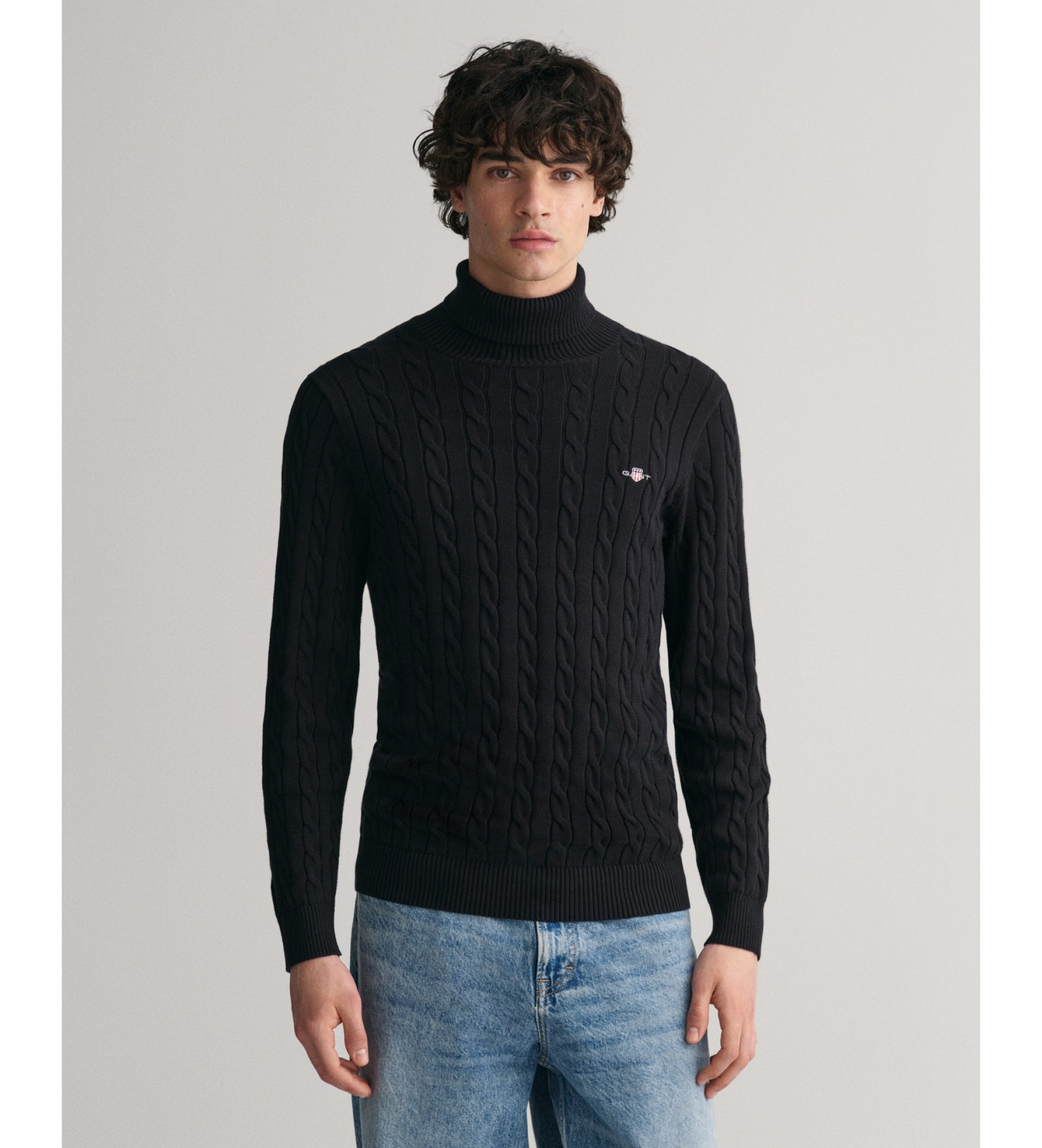 Gant für Herren. 8050607 Schwarzer Achter-Strickpullover (XXL), Lässig, Baumwolle