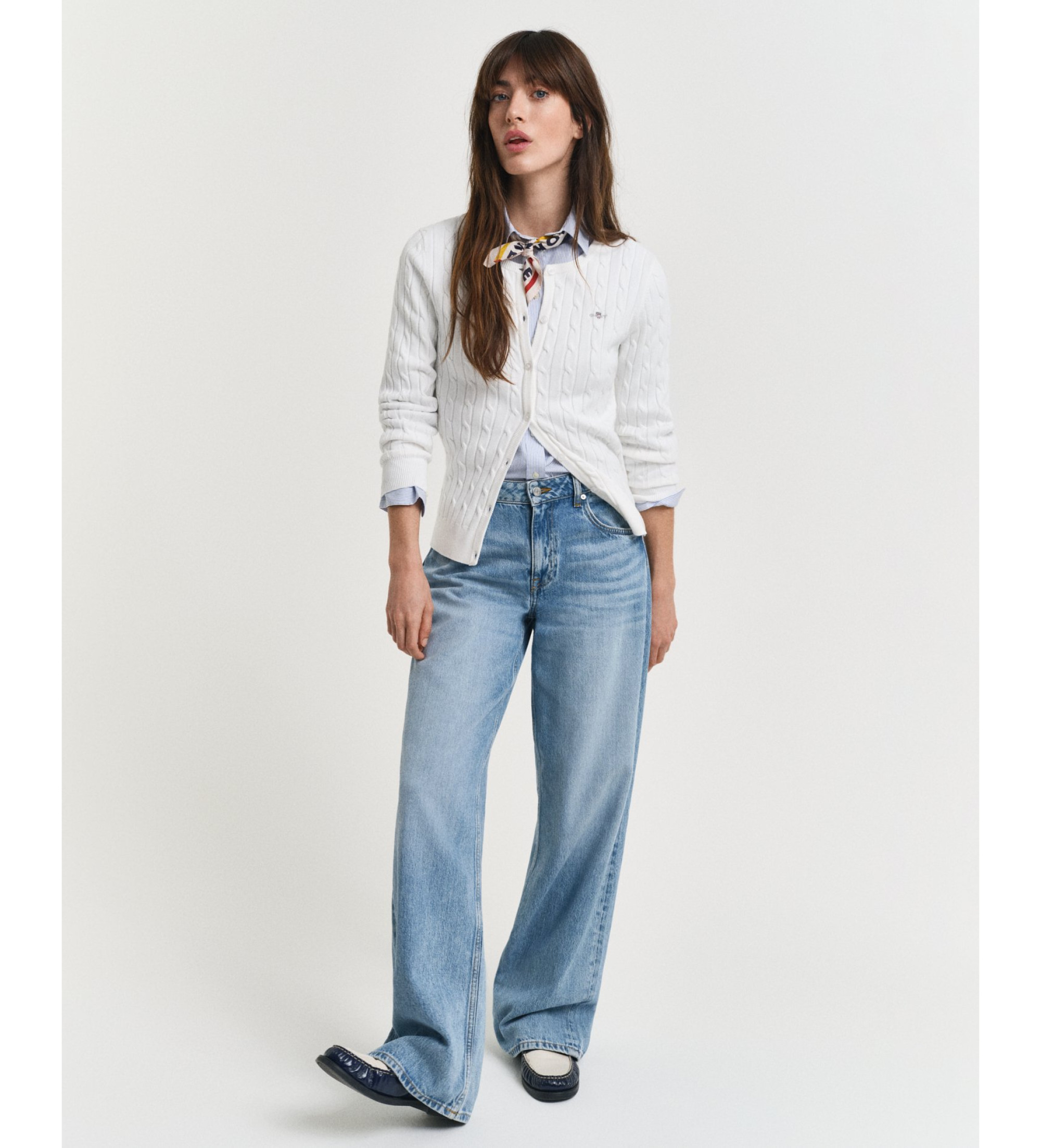 Gant für Damen. 4800103 Off-white Strickjacke in Ecru (L), Weiß, Lässig, Baumwolle