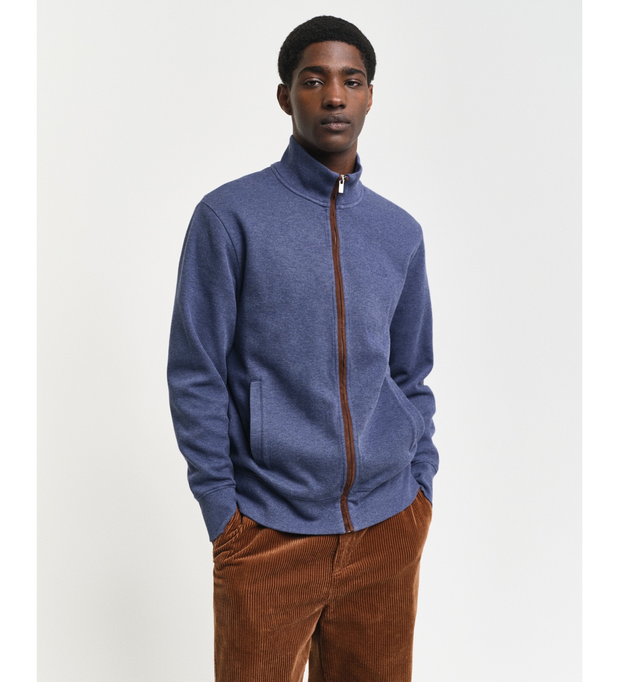 Gant für Herren. 2028042 Sacker Rib Zip Strickjacke Navy (L), Lässig, Baumwolle, Marine