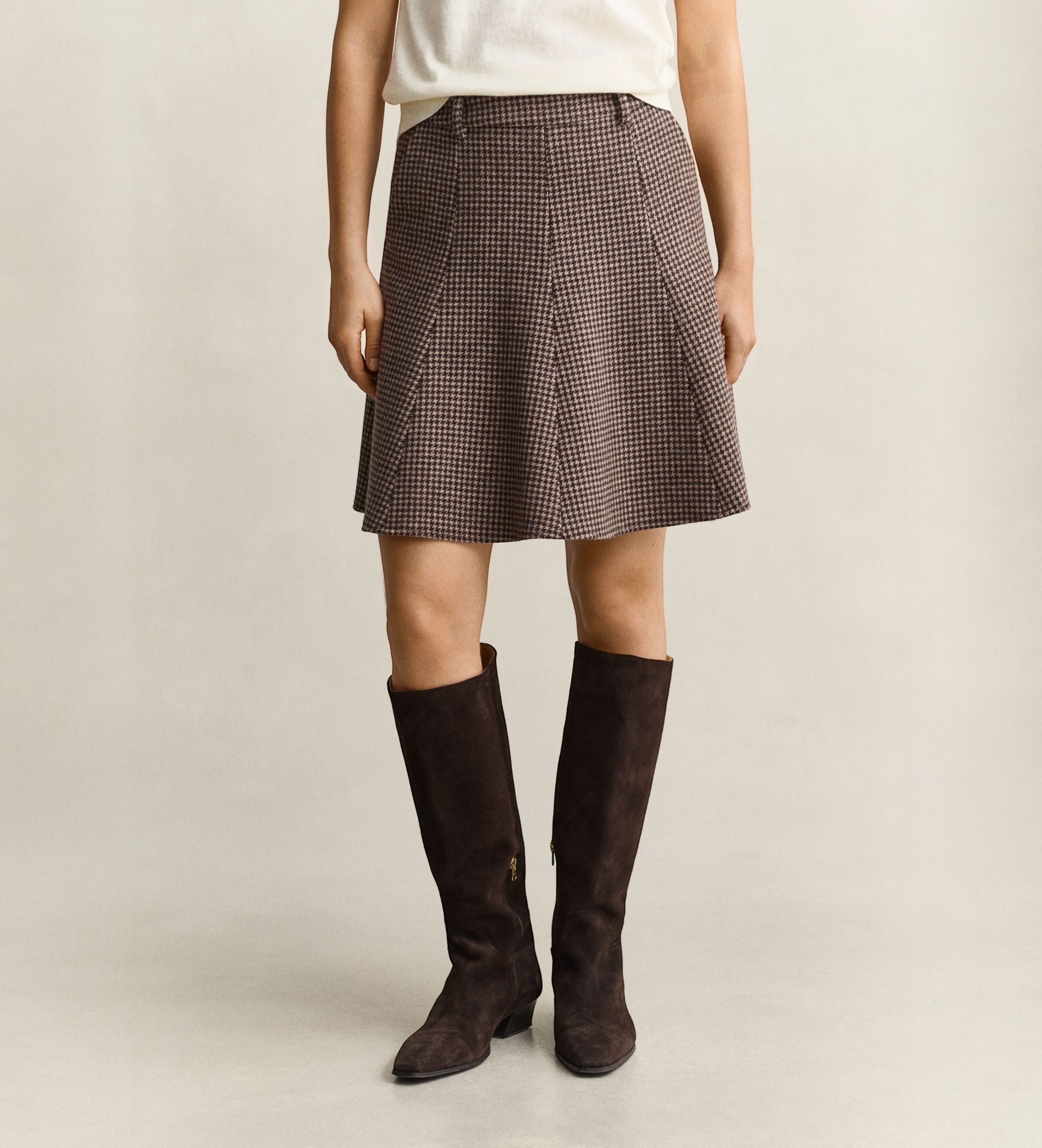Gant für Damen. 4400276 Hahnentritt-Schwingrock taupe (34), Wolle, Klassisch