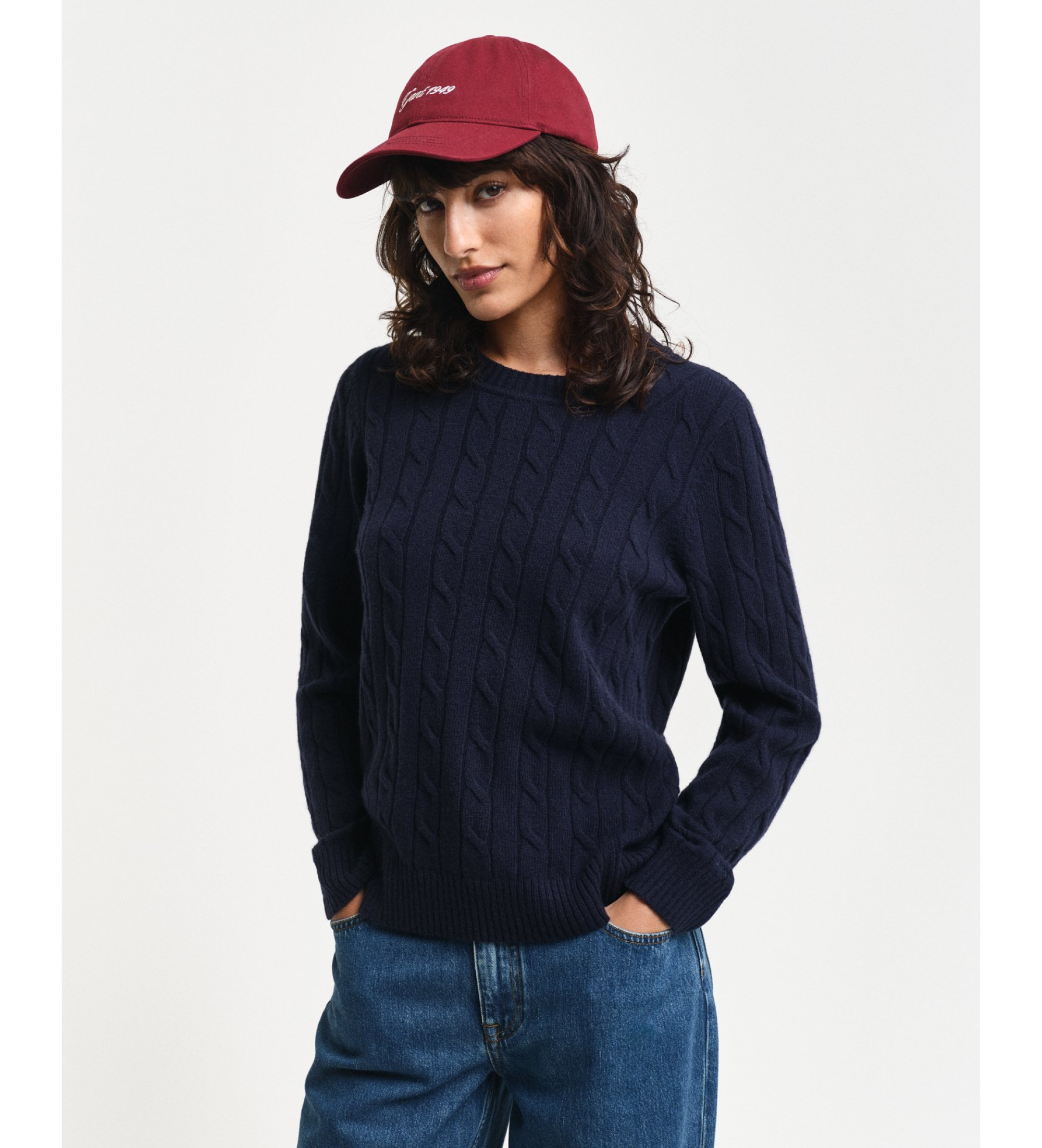 Gant für Damen. 4805315 Achter Pullover navy (M), Lässig, Wolle, Marine