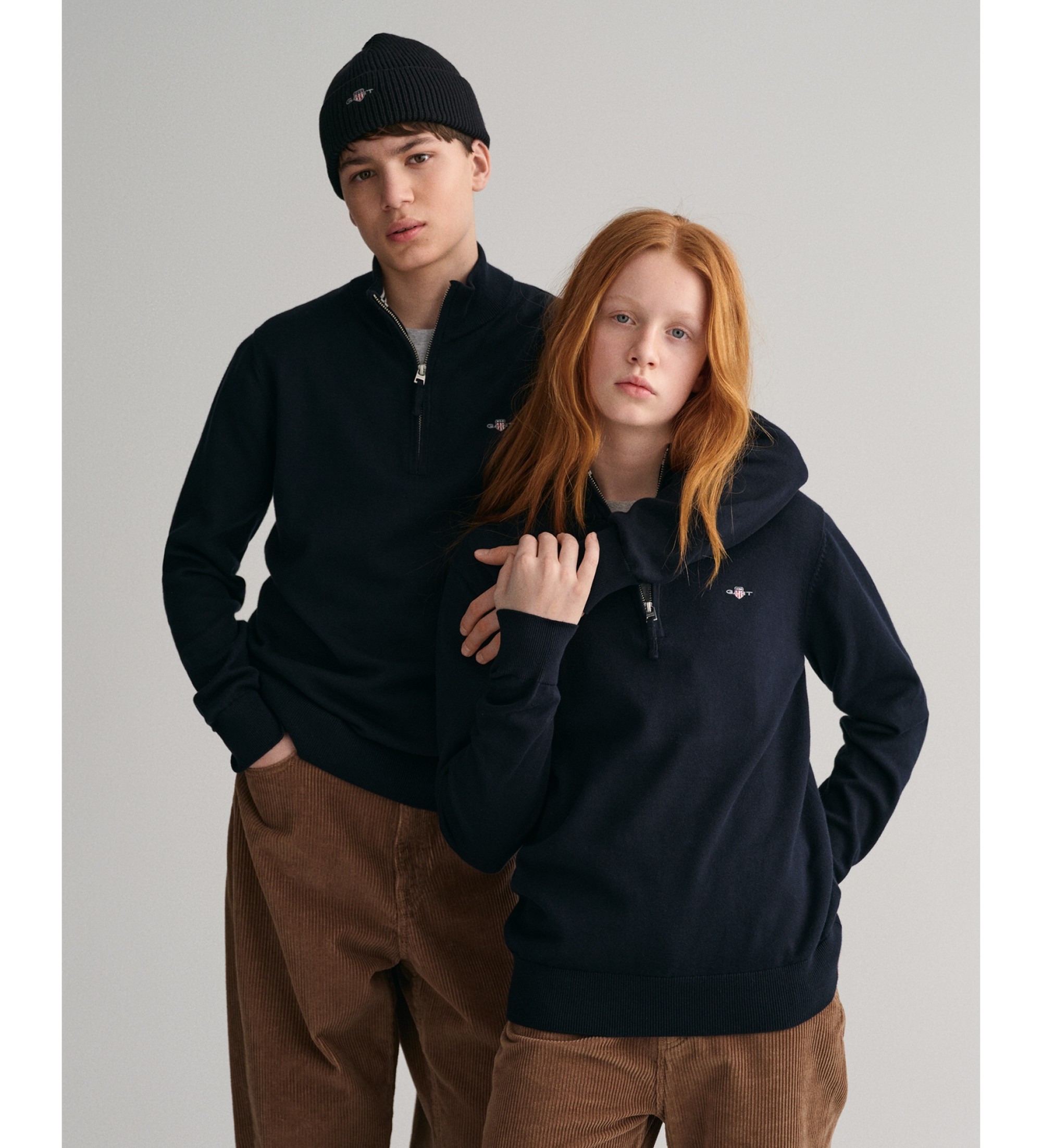 Gant Unisex für Kinder. 984046 Shield Teens Baumwollpulli mit halbem Reißverschluss navy (15años= 170cm), Lässig, Baumwolle, Langarm, Marine