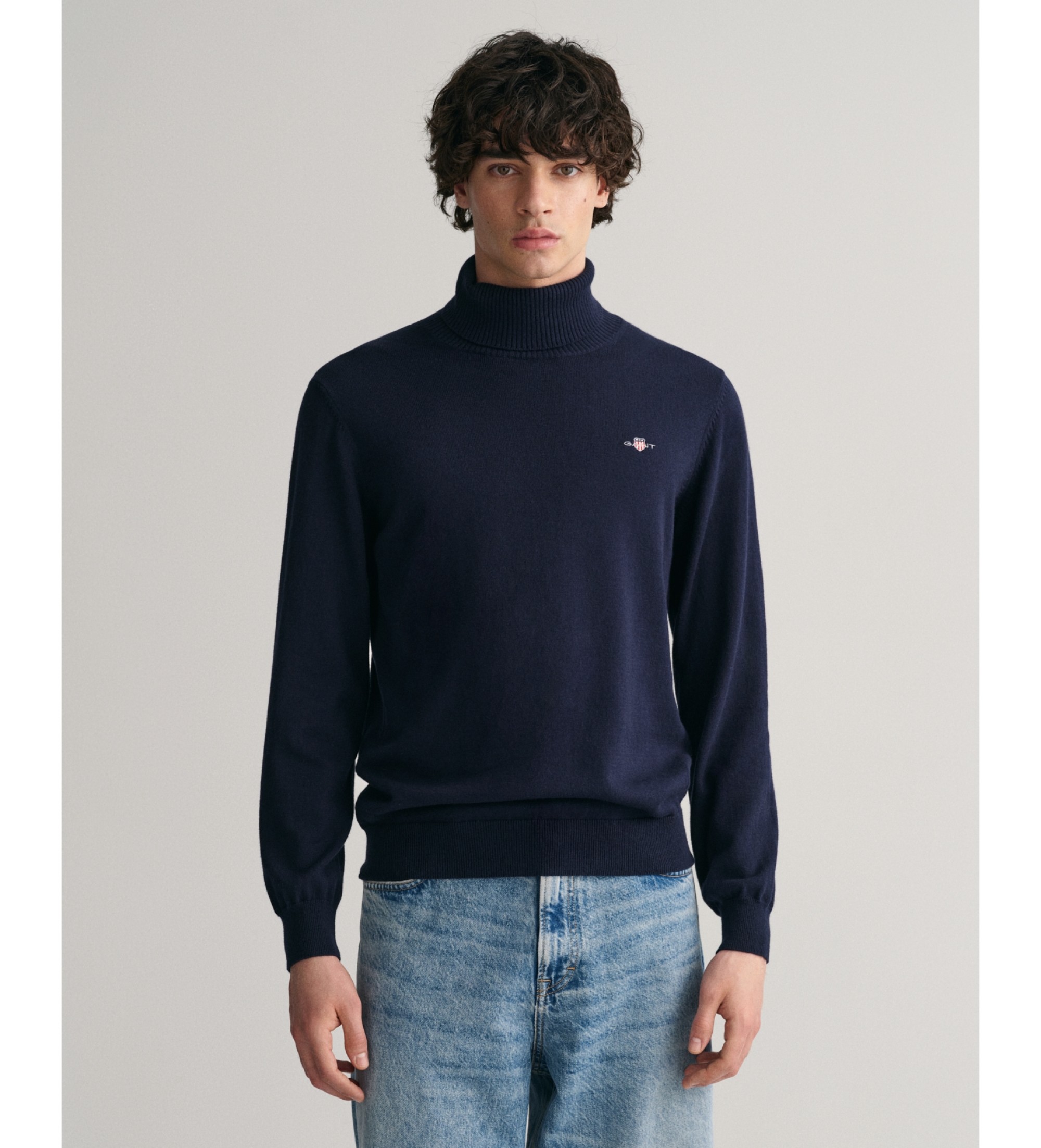 Gant für Herren. 8060070 Pullover mit Rollkragen marineblau (XL), Lässig, Baumwolle, Klassisch, Langarm
