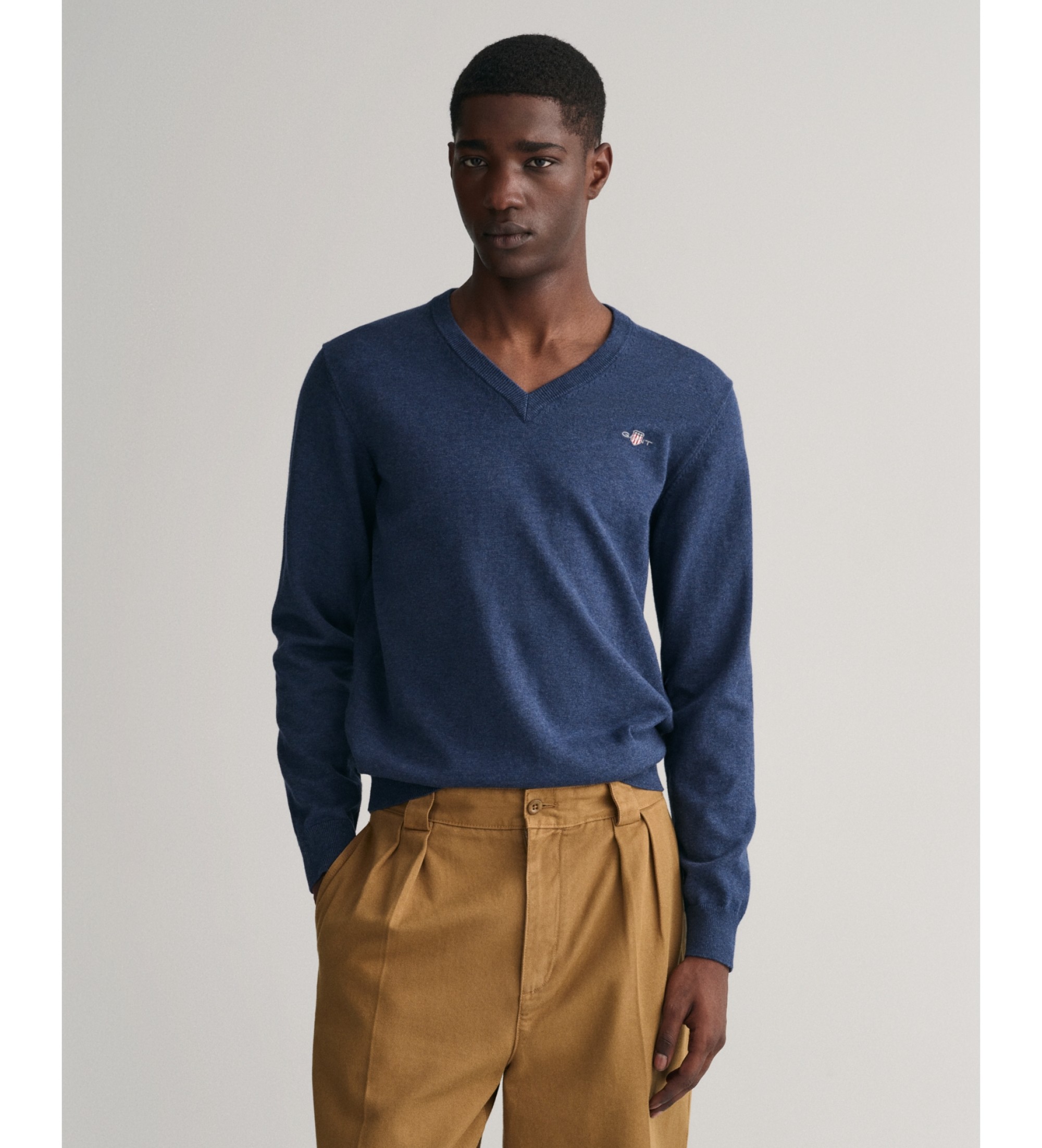 Gant für Herren. 8030562 Klassischer Baumwollpullover mit V-Ausschnitt (3XL), Lässig, Baumwolle, Langarm