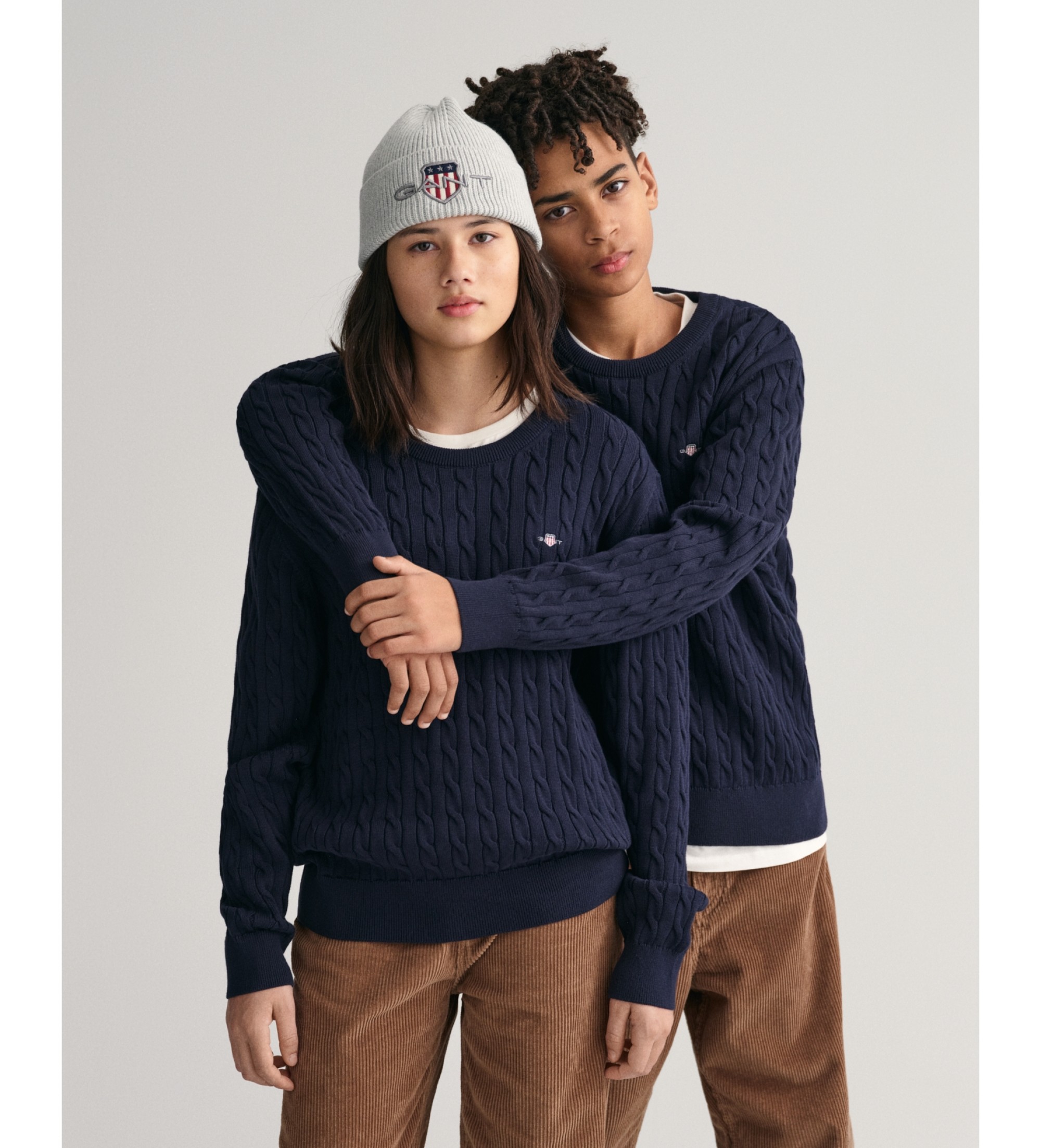 Gant Unisex für Kinder. 984047 Shield Teens navy Baumwolle gestrickt Rundhalsausschnitt Pullover mit Achten (16años= 176cm), Lässig, Langarm