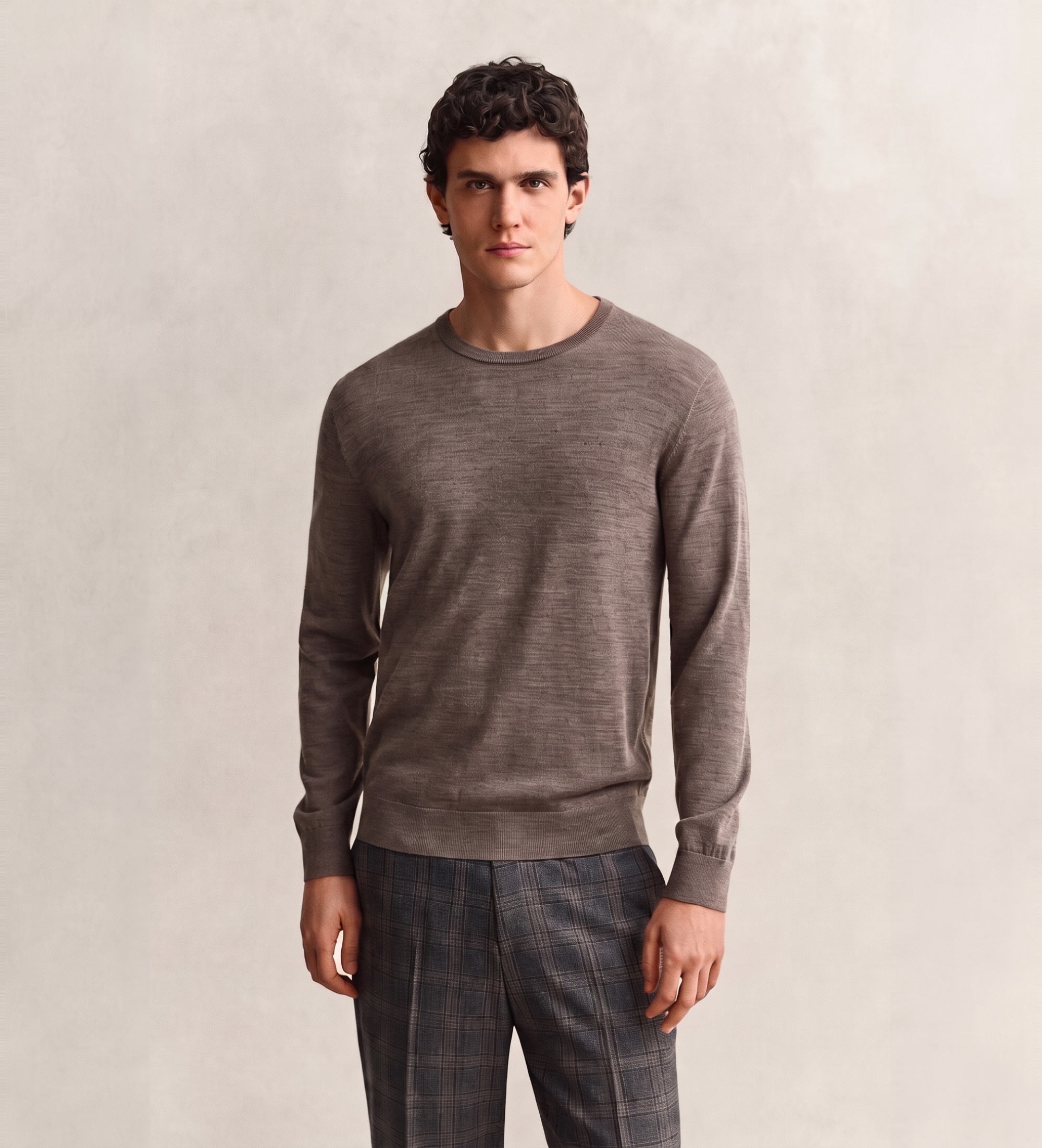 Gantvoor mannen. 8050307 Bruine coltrui van merinowol (XL), Casual