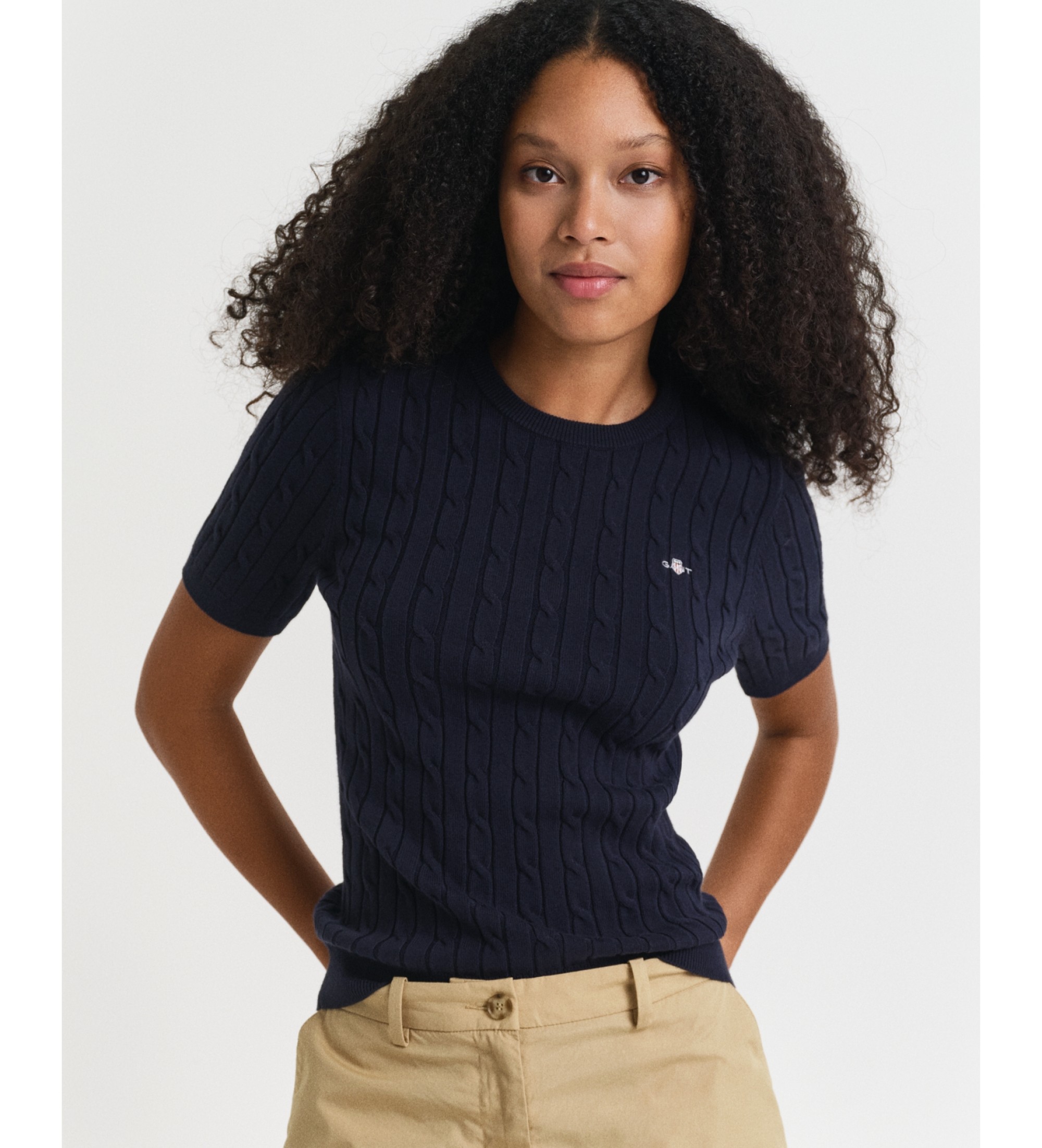 Gant für Damen. 4800105 Jersey Archive Shield Marineblau (L), Lässig, Baumwolle, Kurzarm