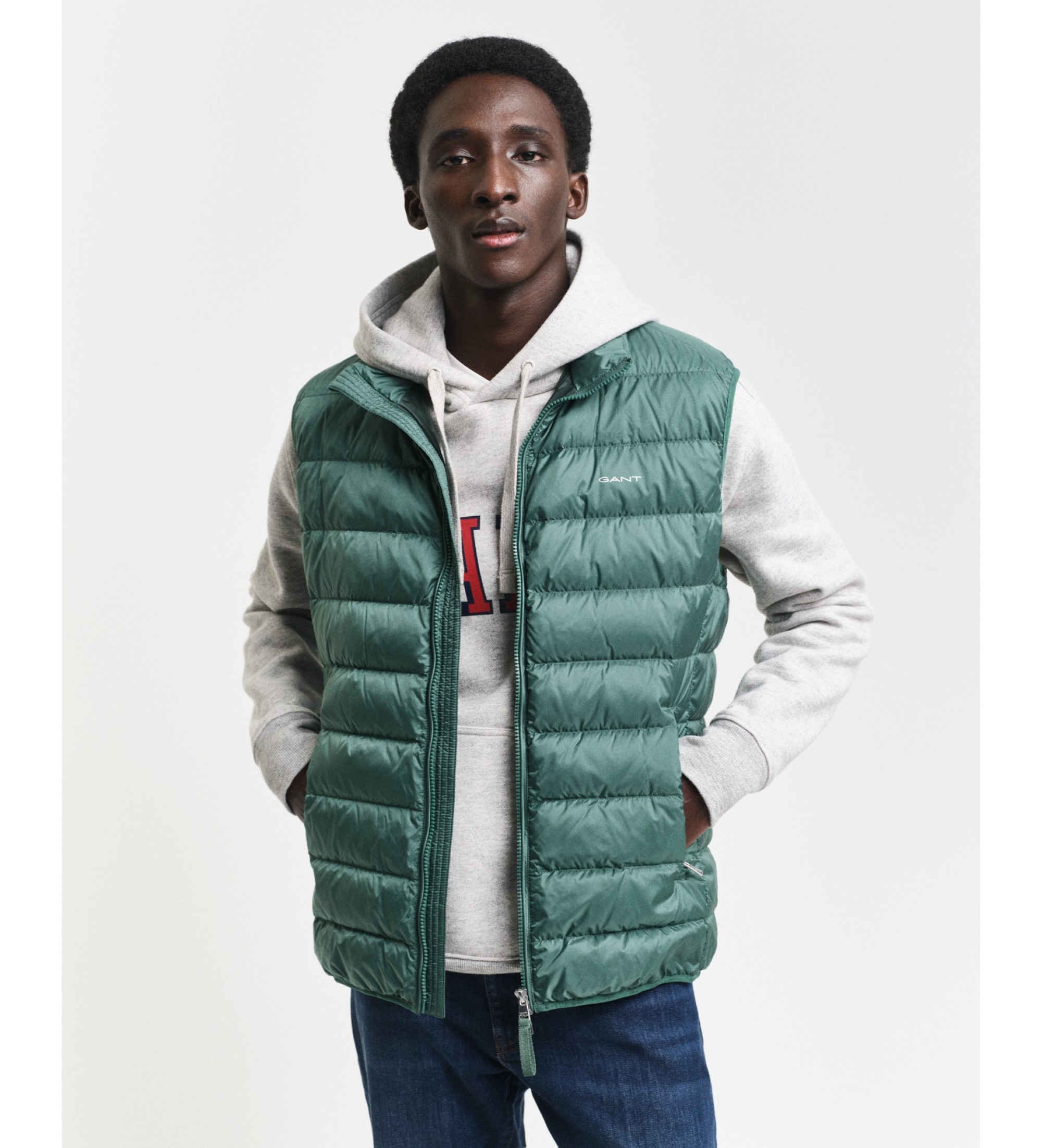 Gant für Herren. 7006299 Leichte Daunenweste grün (XL), Lässig, Recyceltes Polyester, Nachhaltig