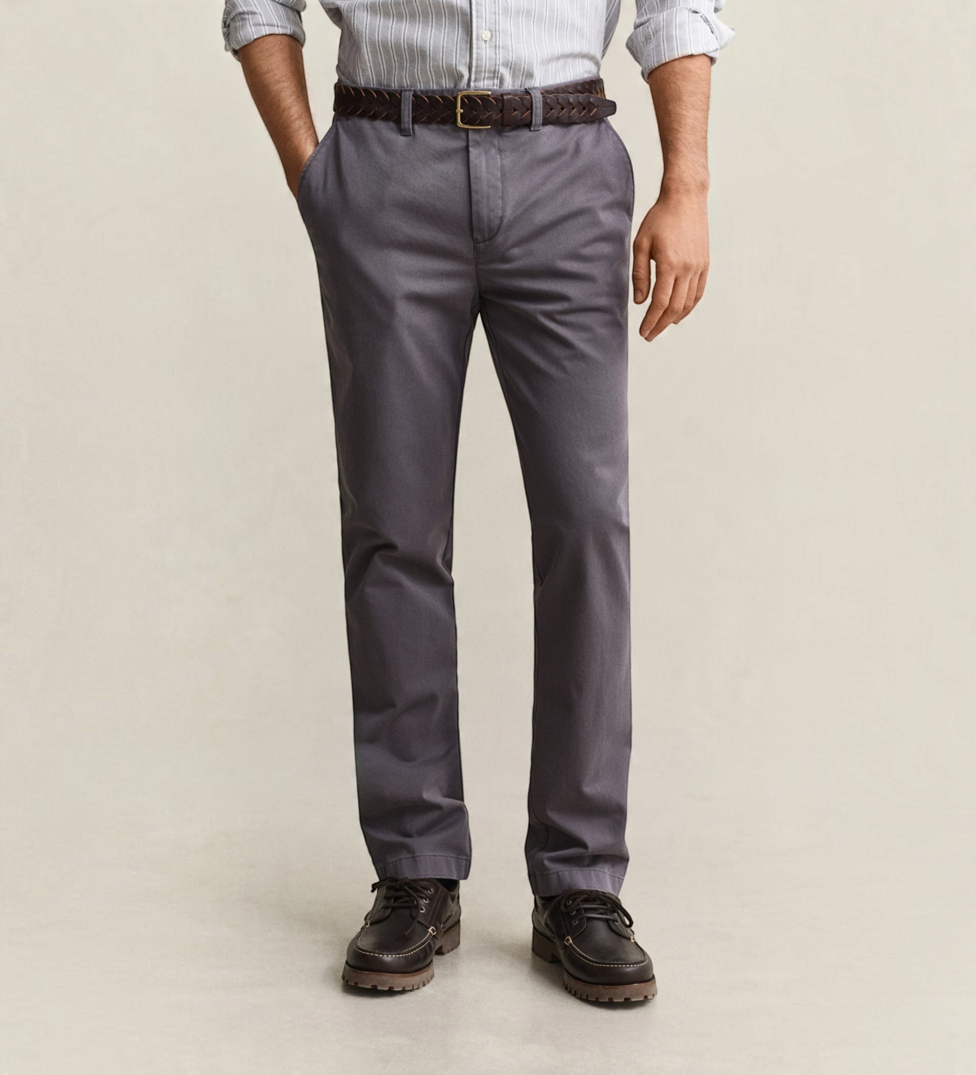 Gantvoor mannen. 1505010 Grijze slim-fit chino (33/34), Casual, Grijs, Katoen
