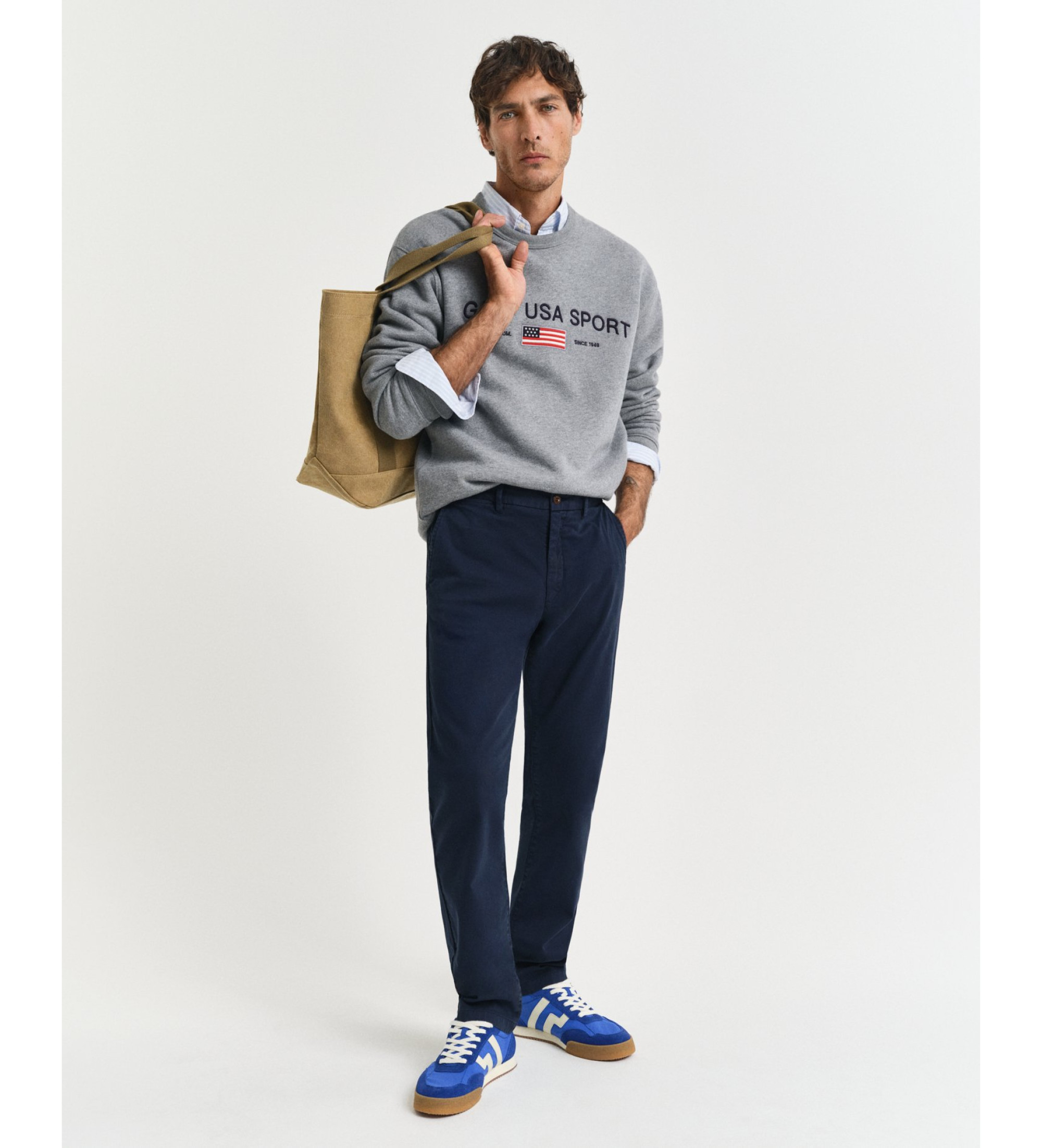 Gant für Herren. 1505228 Slim Fit Chino-Hose mit strukturiertem Gewebe Strukturierte Marine (36), Lässig, Baumwolle, Bio-Baumwolle