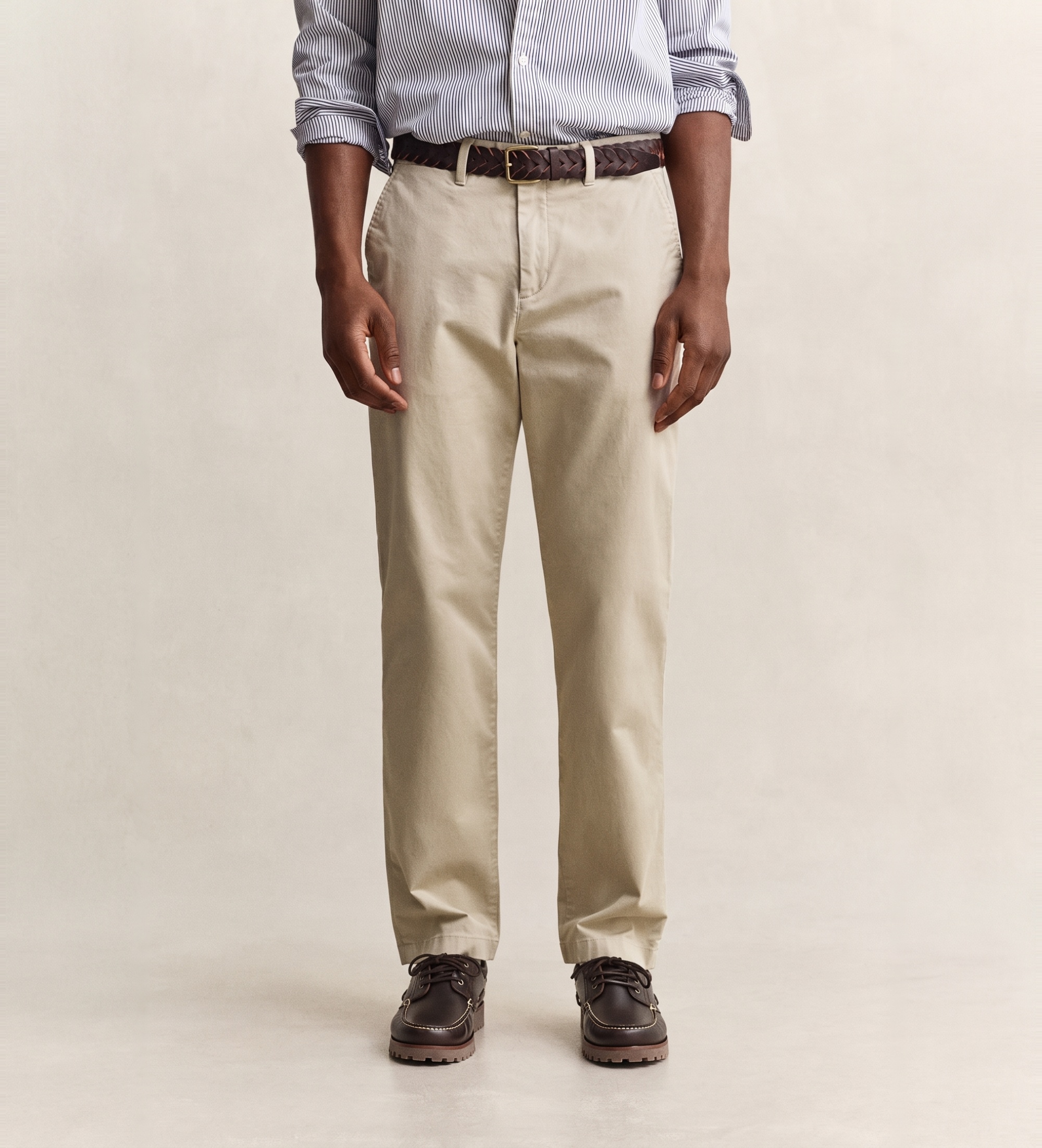 Gantvoor mannen. 1501001 Klassieke beige chino broek met regular fit (38/34), Casual, Biologisch katoen
