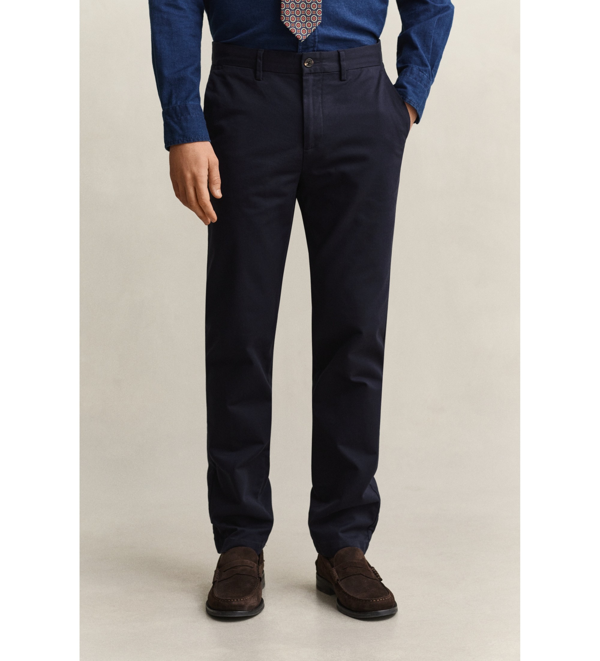 Gant für Herren. 1501005 Marineblaue Slim Fit Smart Chino-Hose (38/32), Lässig, Baumwolle, Klassisch