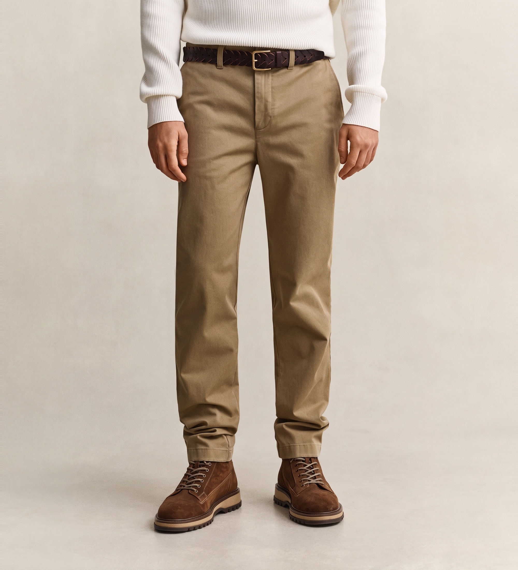 Gantvoor mannen. 1505010 Beige slim-fit chino (42/34), Casual, Katoen