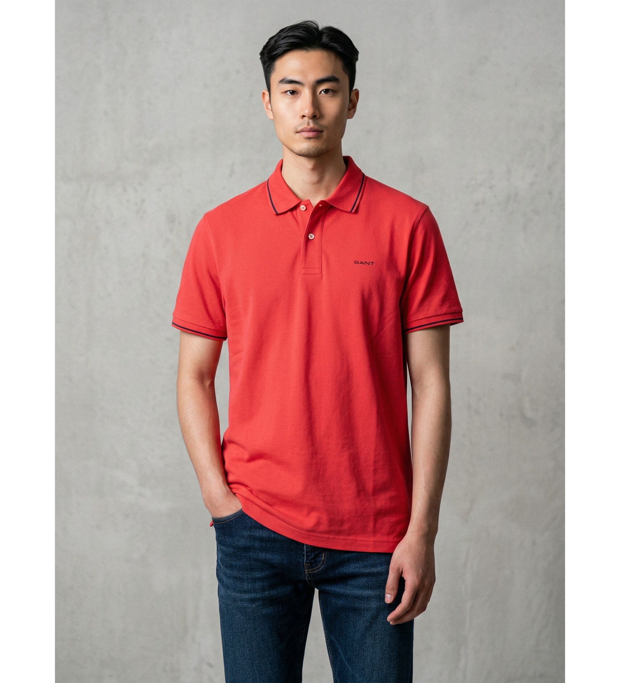 Gant für Herren. 2062034 Piqué-Poloshirt mit roter Paspel (S), Lässig, Baumwolle, Kurzarm