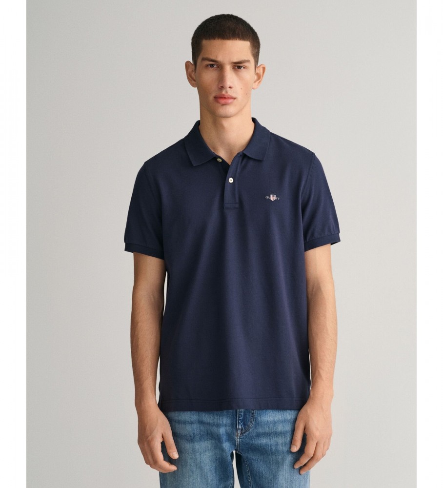 Gant für Herren. 2210 Piqué-Poloshirt Regular Fit Shield navy (S), Lässig, Baumwolle, Klassisch, Kurzarm, Marine