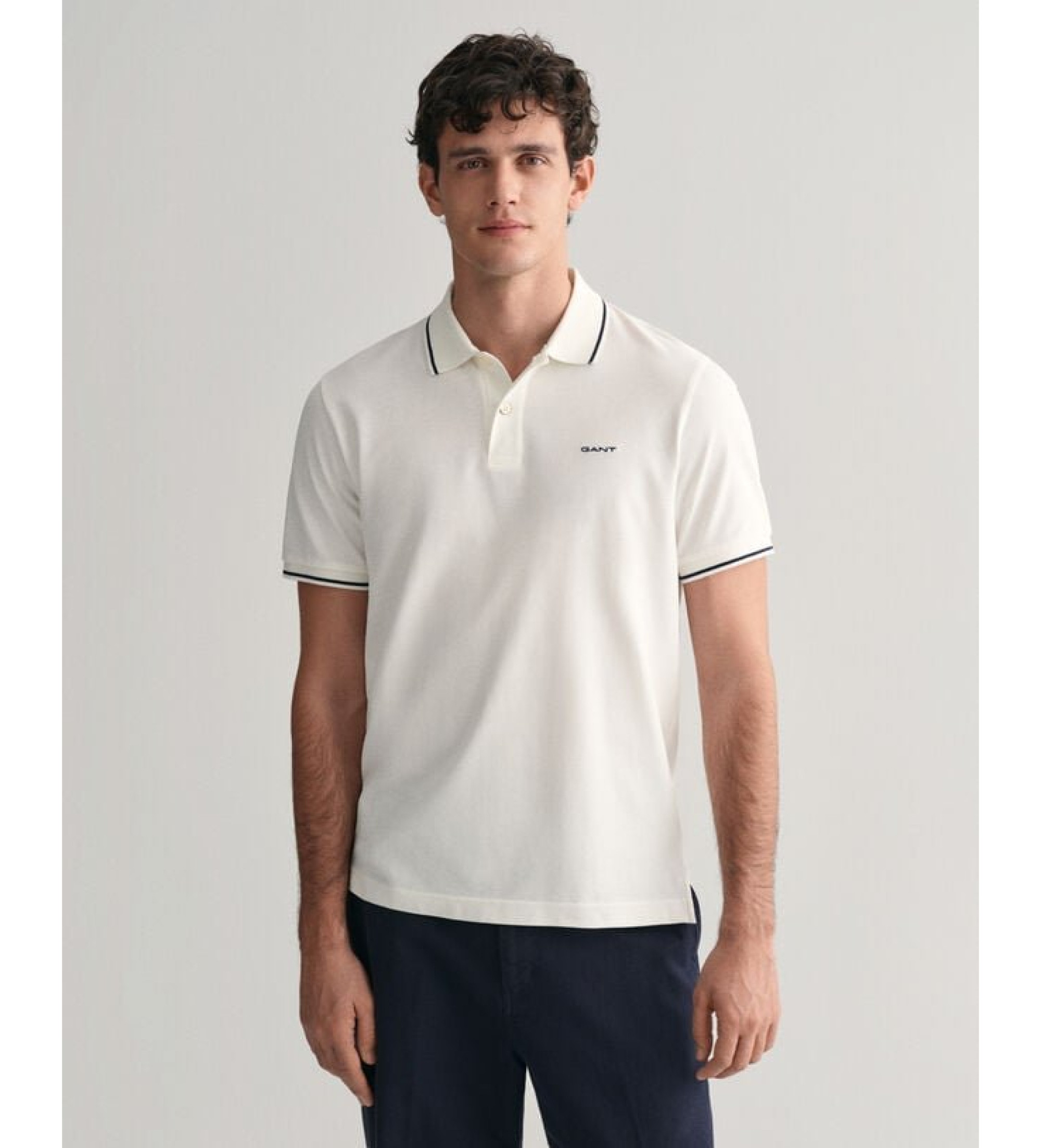 Gantvoor mannen. 2062034 Polo Piqué Kantelrand wit (XXL), Casual, Katoen, Korte mouwen, Duurzaam