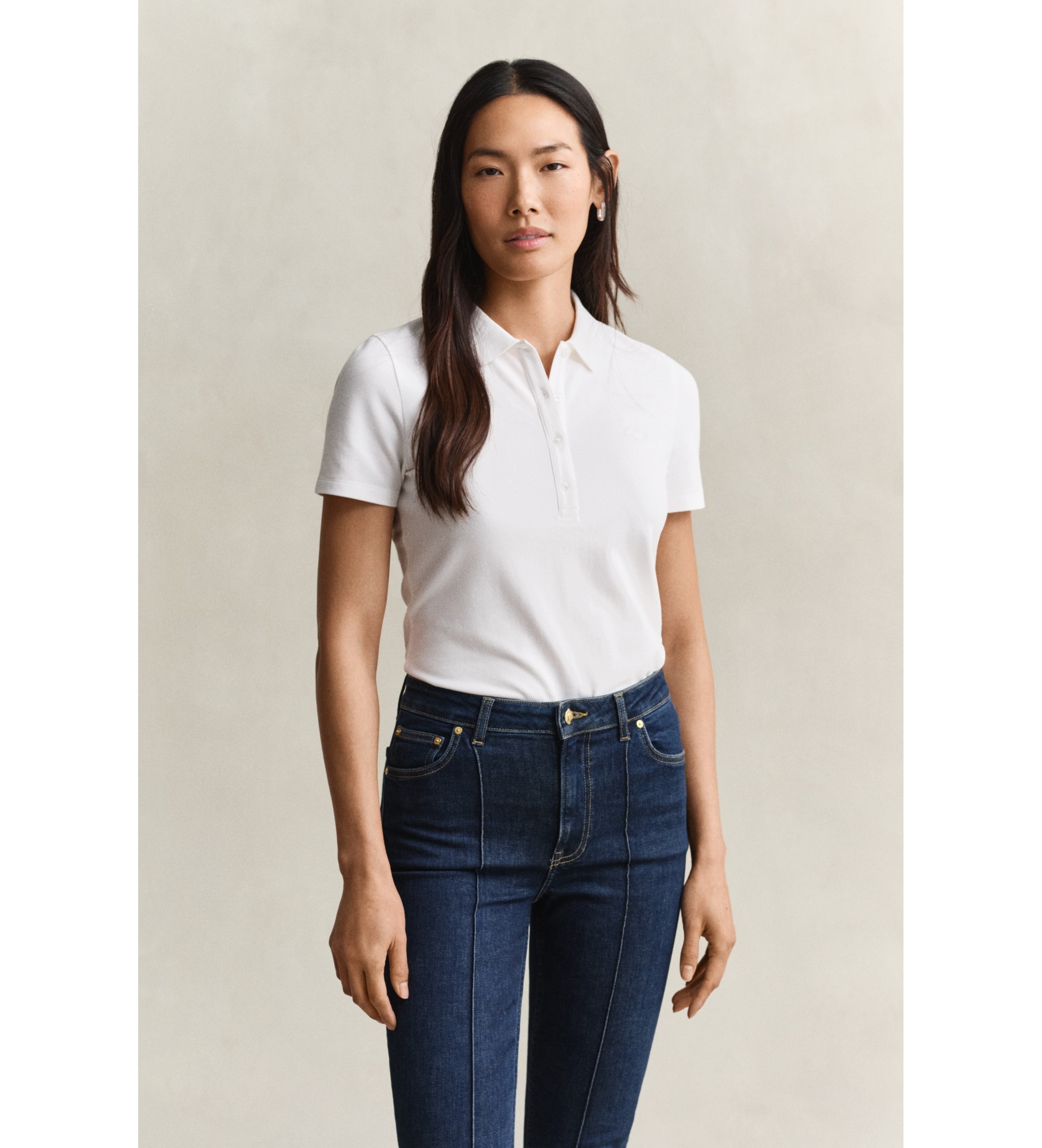 Gant für Damen. 4201535 Weißes Poloshirt Eigenmarke (S), Lässig, Baumwolle, Kurzarm